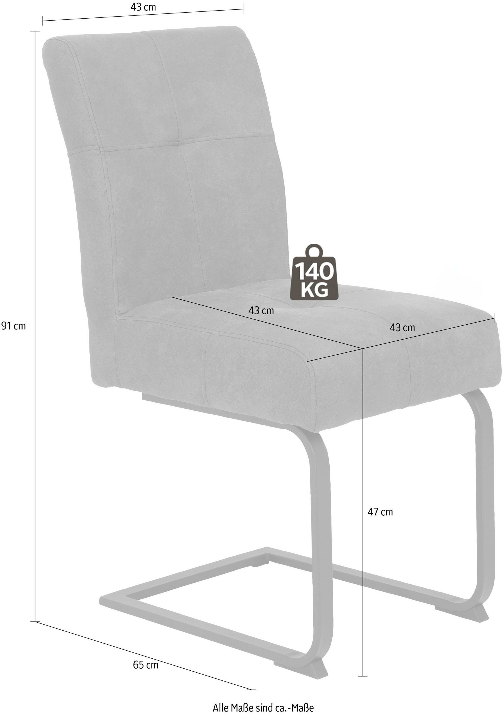 HELA Chaise de salle à manger »Luise S Schwingstuhl, Freischwinger, TOPSELLER! 2er-Set« (Set) 2 cuisSitz mit Federkern, Extra dicke Polsterung, Küchenstuhl, OTTOs Choice