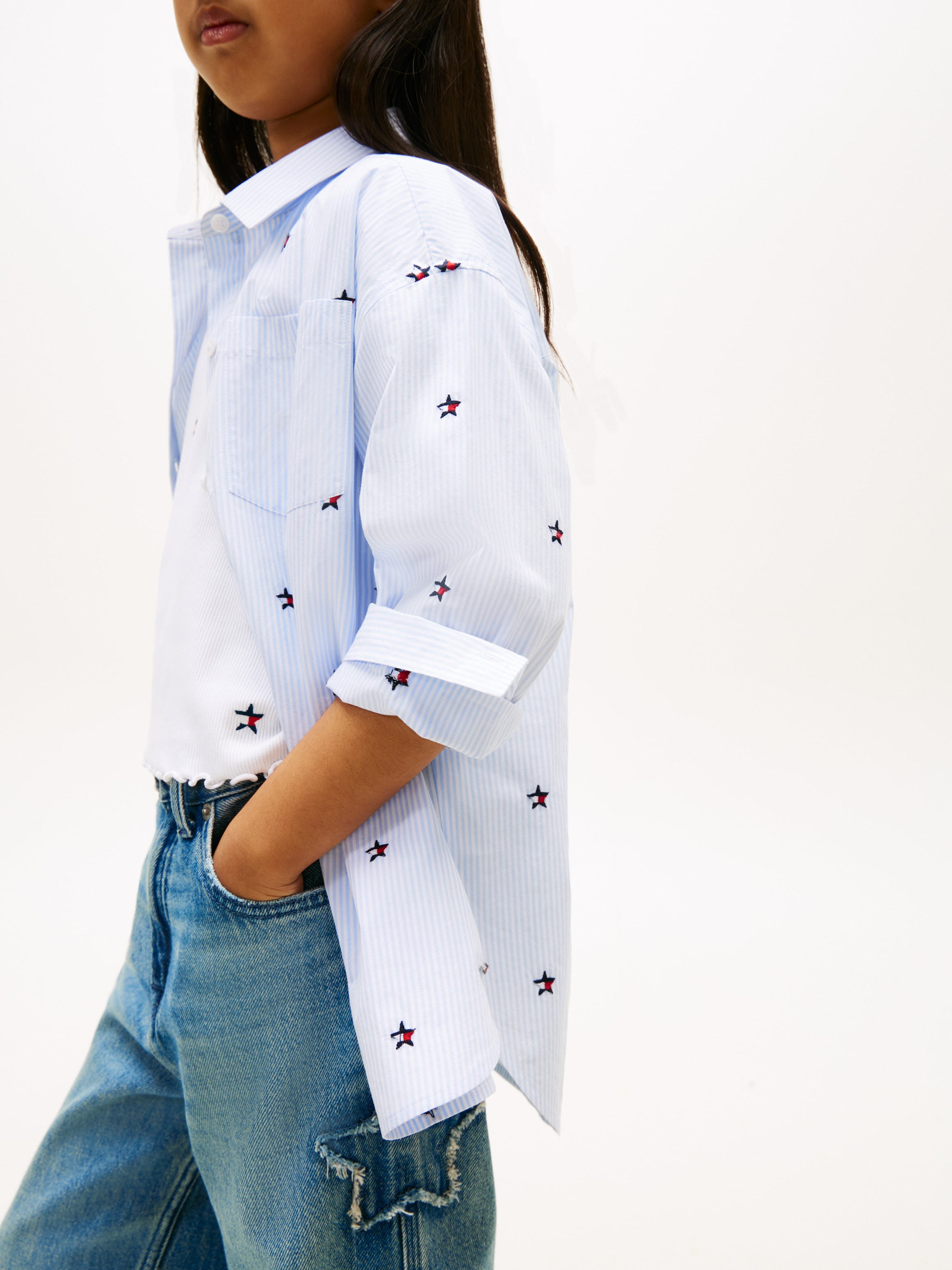 Tommy Hilfiger Blouse chemise »STRIPED STAR SHIRT LONG SLEEVE« Enfants jusqu'à 16 ans, avec broderies