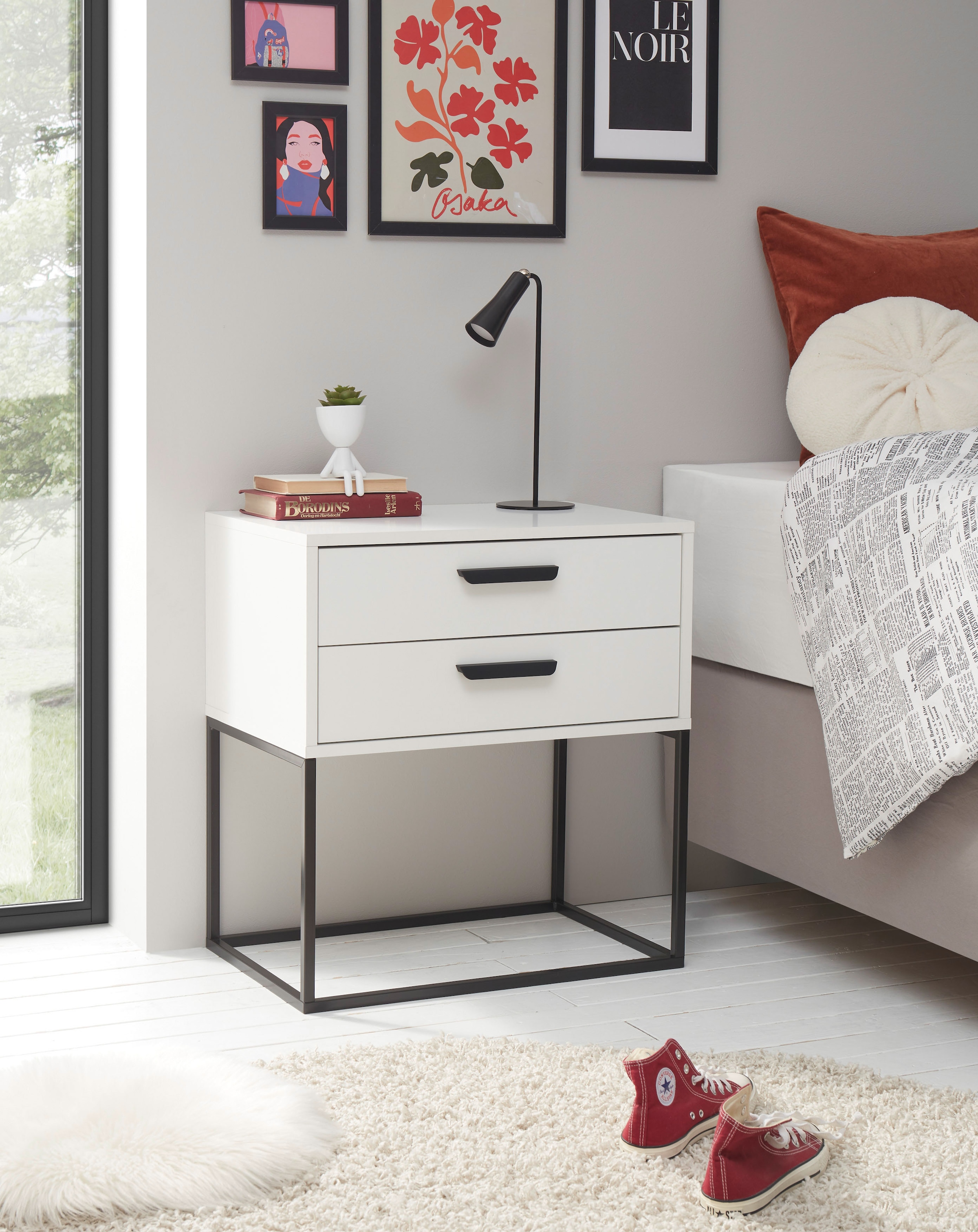 Schlafkontor Nachtkommode »Suna Kommode, Nachttisch, Nachtschrank« auf Metallgestell