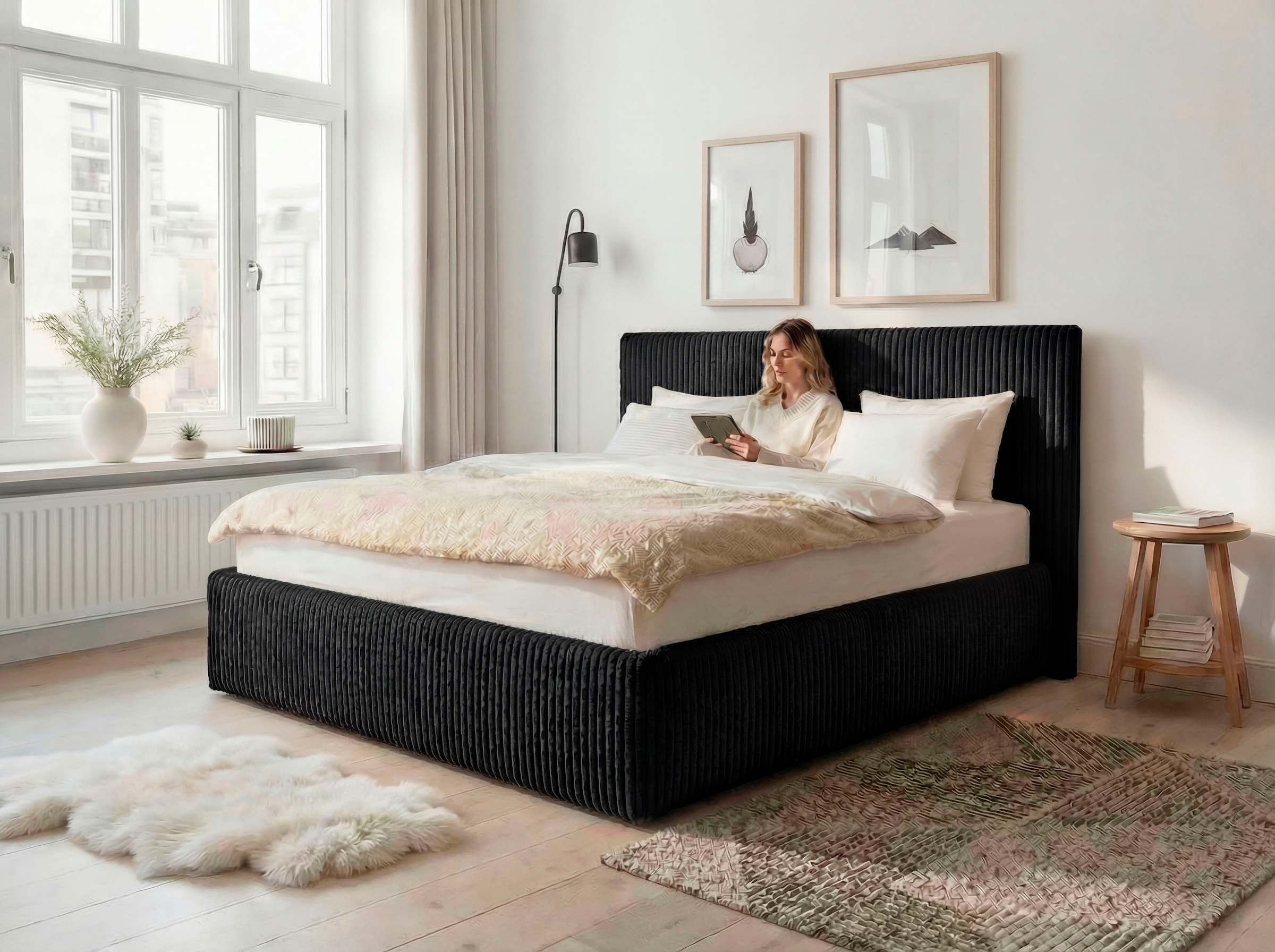 GOODproduct Polsterbett »AVVRA in der Grösse 180x200 cm, mit flauschigen Breitcord bezogen« wahlweise mit Lattenrost und King-Matratze (28cm)