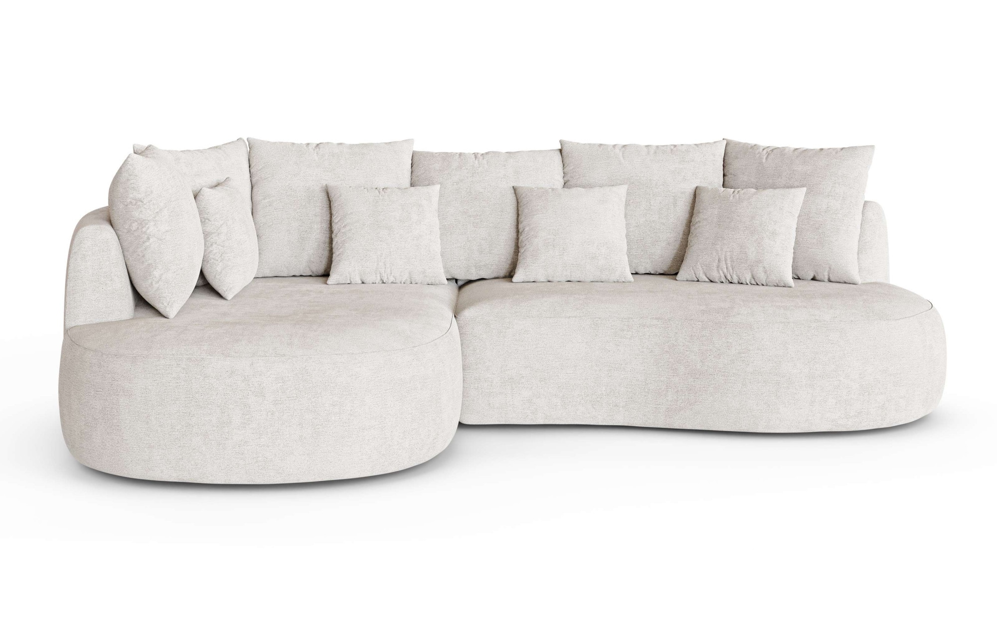 homsy by Ana Johnson Ecksofa »PEBBLA L-Form mit vielen Kissen, modernes Design, Bezug- Struktur« Breite 267 cm, Design-Sofa mit Ottomane recht/links bestellbar