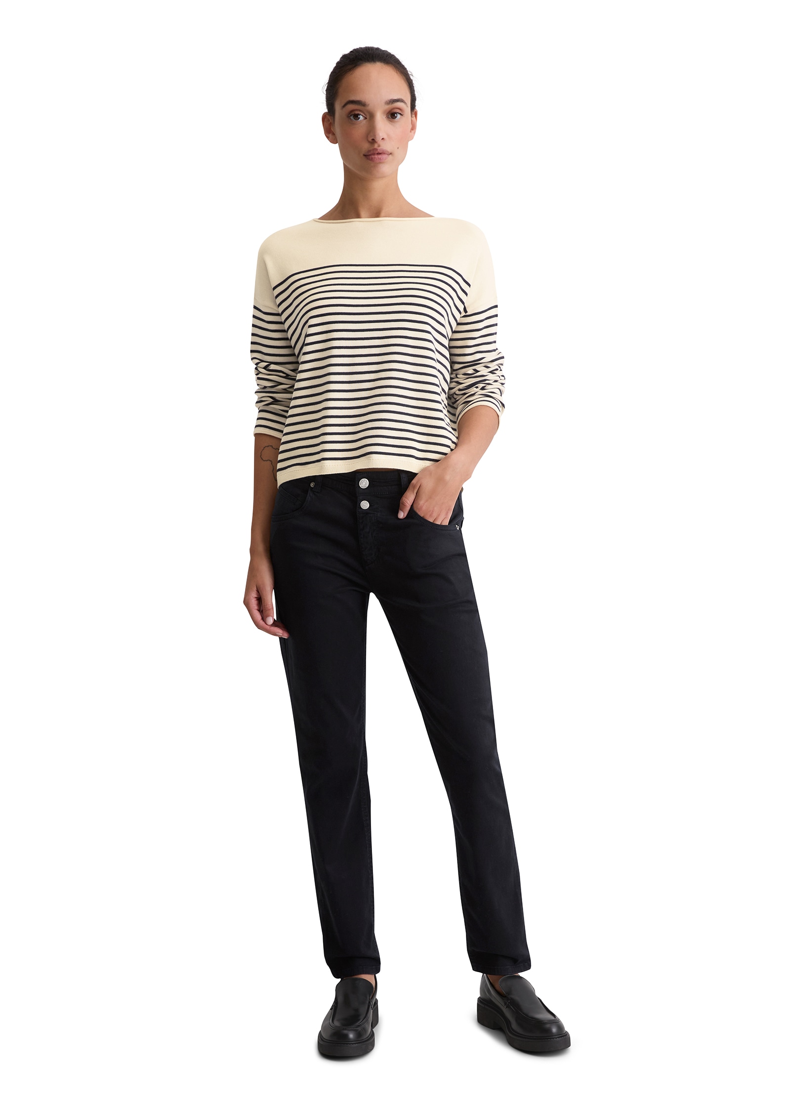 Marc O'Polo Strickpullover geringelt, U-Boot-Ausschnitt