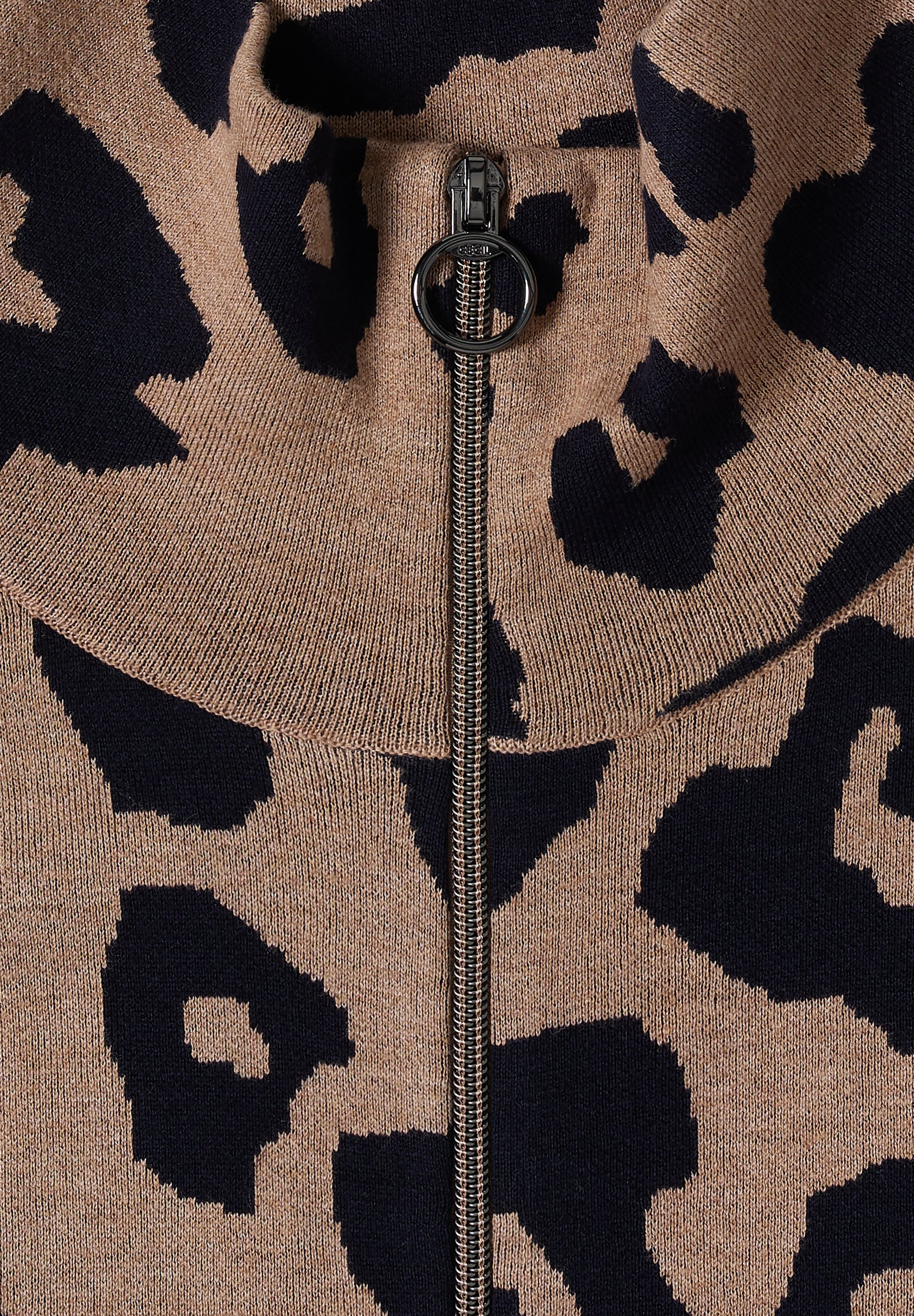 Cecil Strickweste ärmellos, mit Animal Print, grosser Kragen
