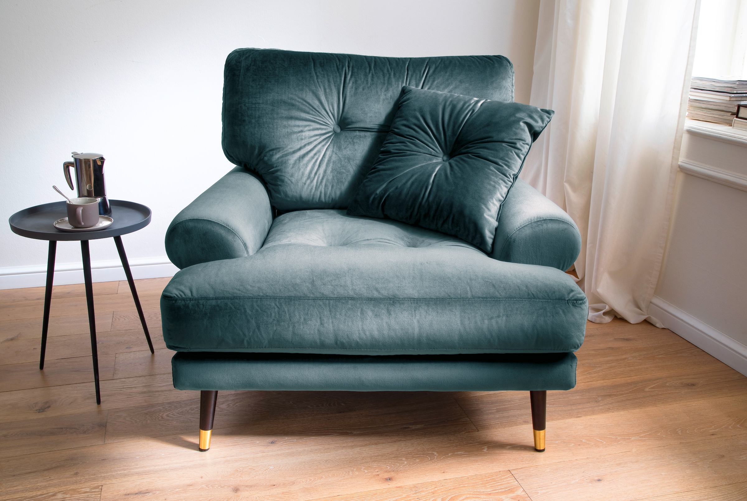 Trends by HG Loungesessel »TOKIO« in Microfaser mit hochwertigem Holz/Metallfuss