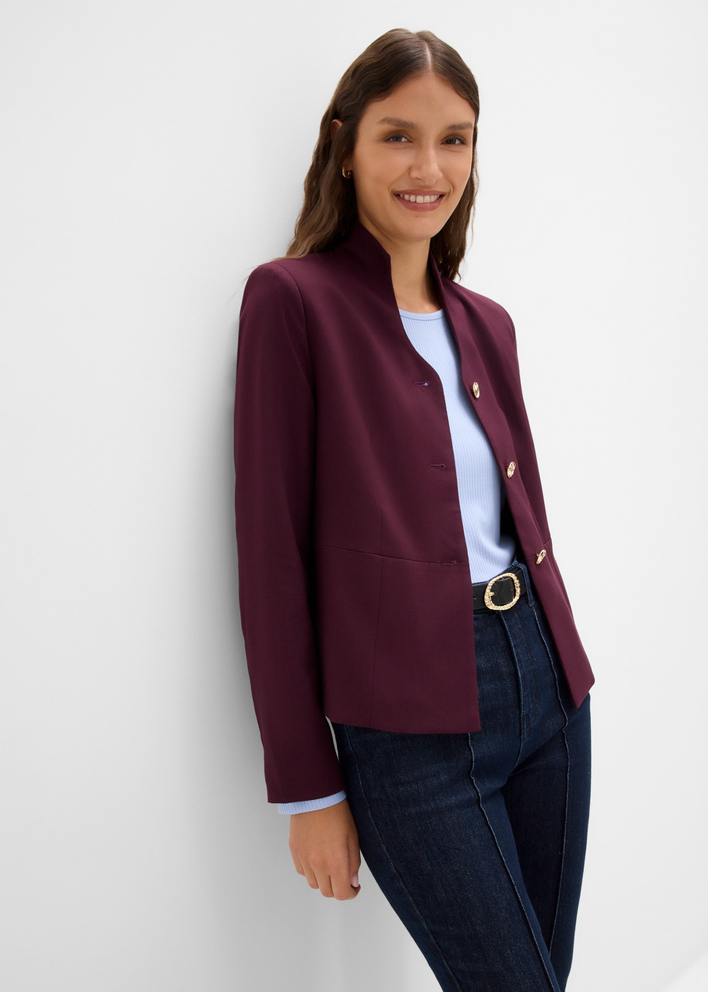 bonprix Veste blazer avec col chemise, coupe confortable
