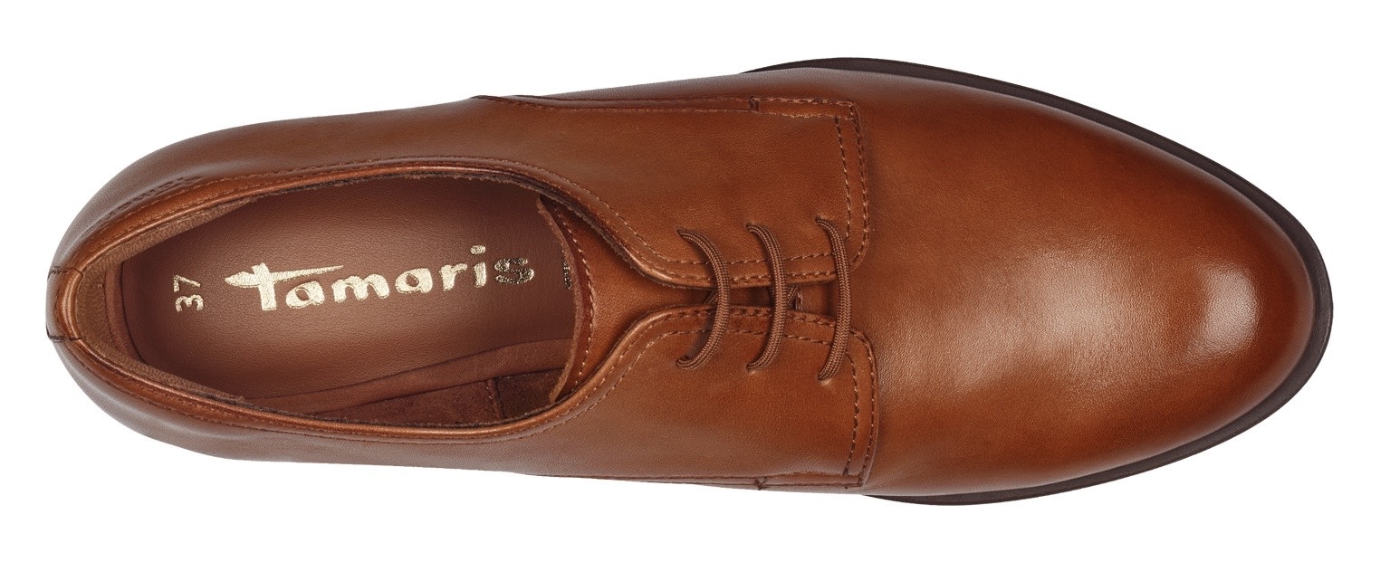Tamaris Schnürschuh  , Blockabsatz, Halbschuh, Businessschuh mit Ziernähten