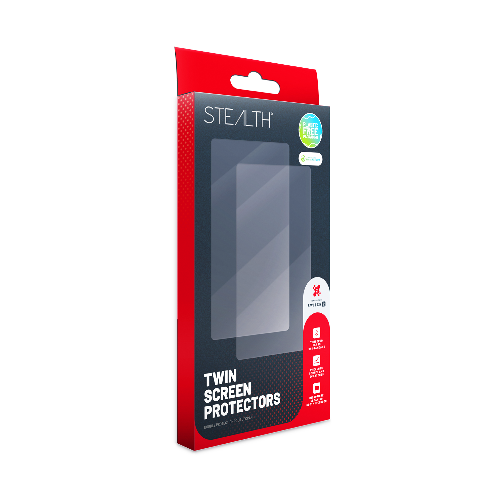 Stealth Displayschutzglas »Tempered Glass / Schutzglas (2 Stück) + Reinigungstuch für Switch 2« für Nintendo Switch 2