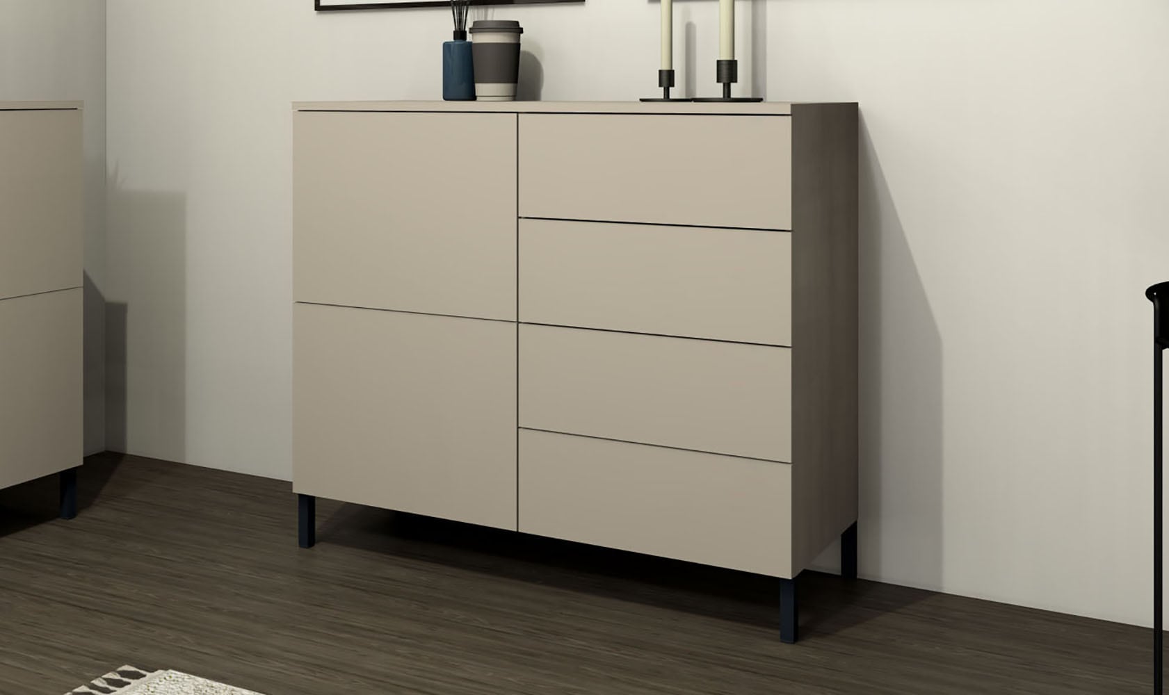 borchardt Möbel Kommode »Haama, modern, grifflos, Metallfüsse, praktisch,  2 Türen« Push-To-Open, verstellbare Einlegeböden, viel Stauraum, Breite 93cm