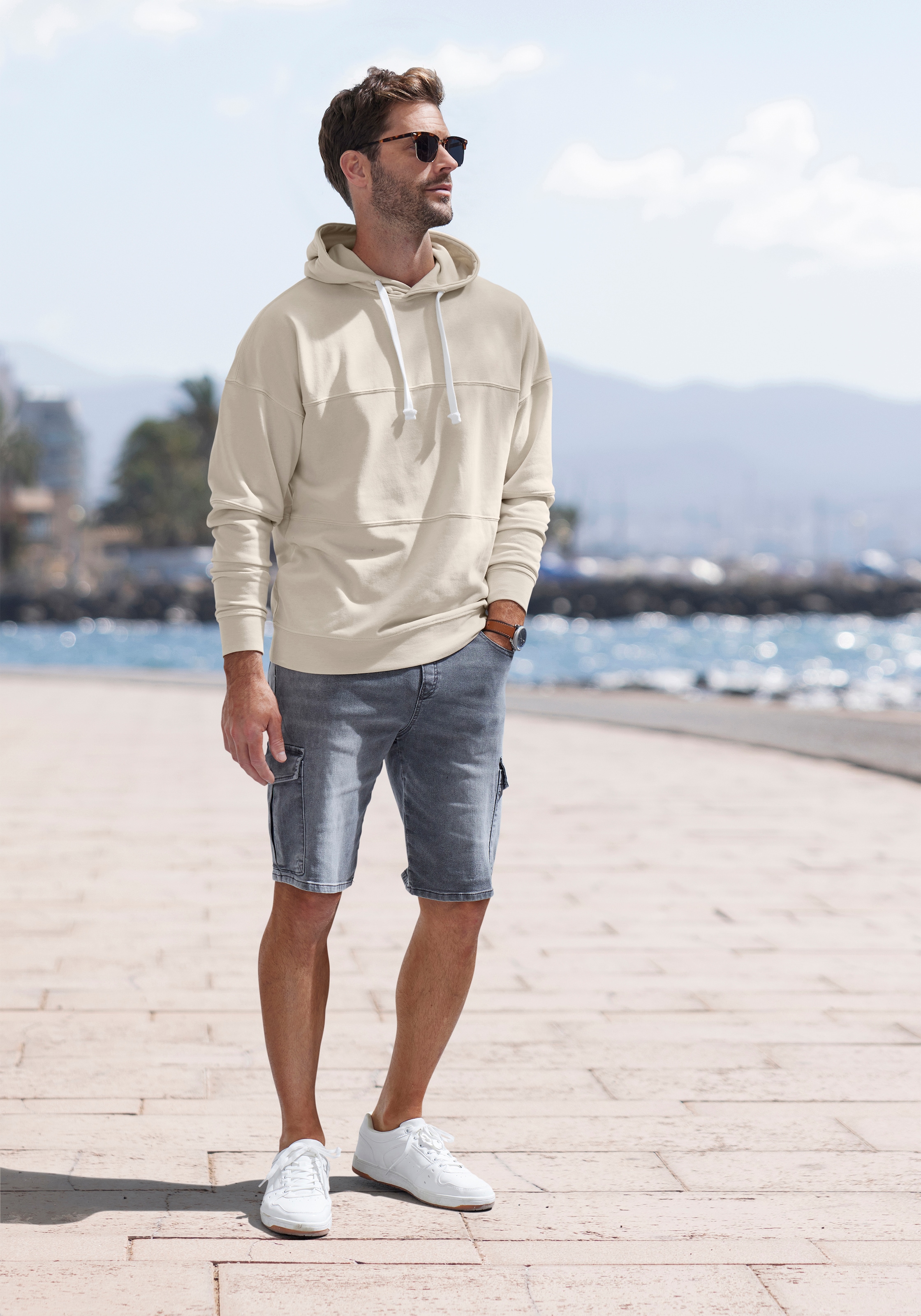 H.I.S Hoodie Langarm Sweater mit Kapuze, aus Baumwollmischung