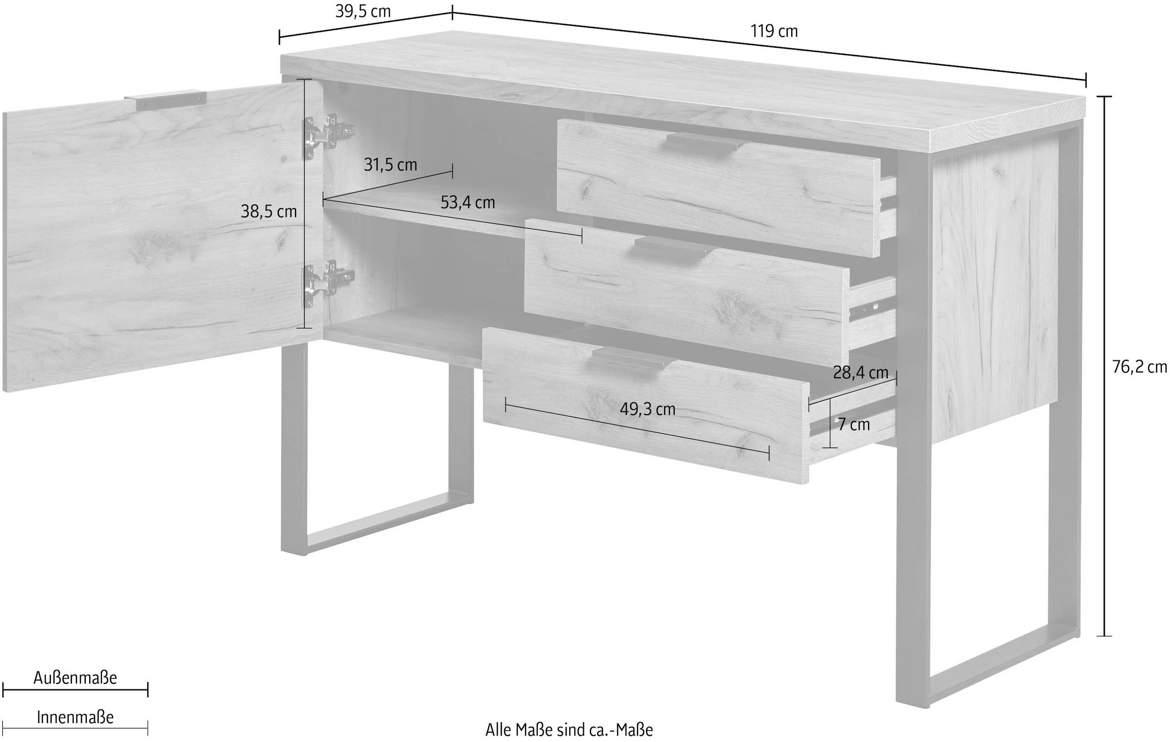 Jahnke Buffet »LOOP« Largeur env. 119 cm