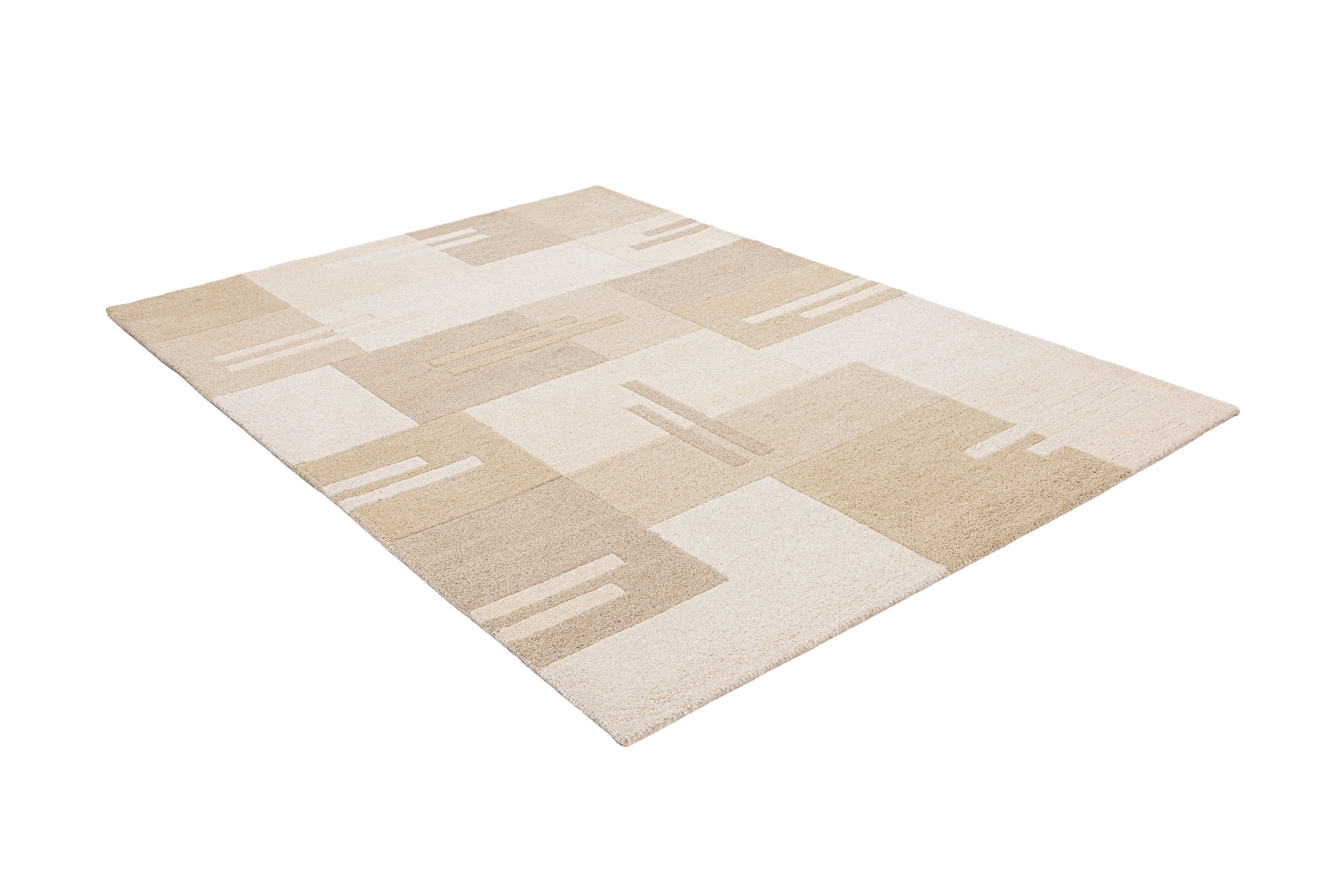 THEKO Tapis en laine »Gabbeh Kästchen, Patchwork Design, reine Wolle« Rectangulaire 14 mm Höhe Tons naturels, salon, chambre à coucher, salle à manger