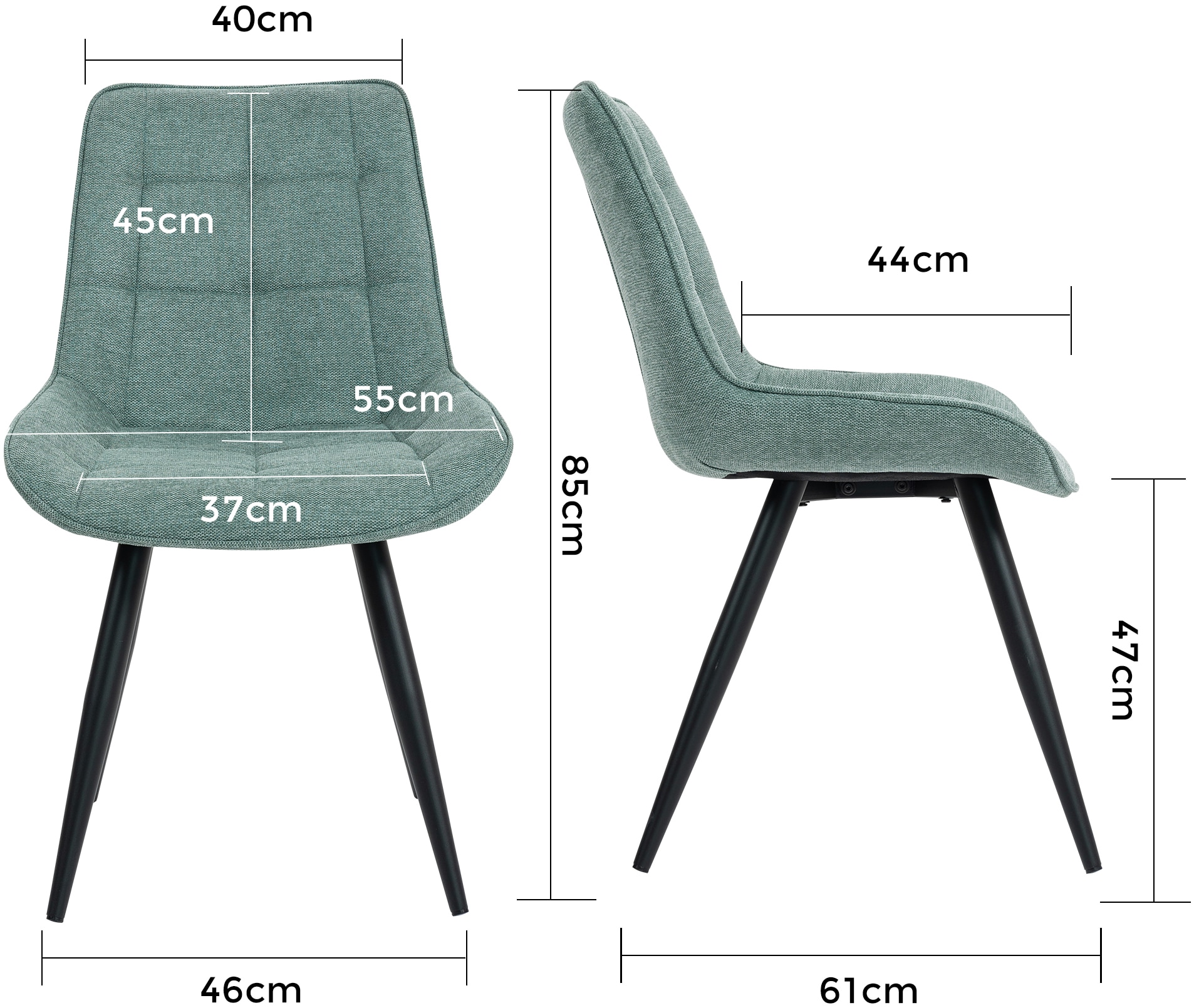 Duo Collection Chaise de salle à manger »Iris Esszimmerstuhl, 4er-Set« (Ensemble) 4 cuisrevêtement en tissu robuste, rembourrage matelassé, supporte jusqu'à 110 kg