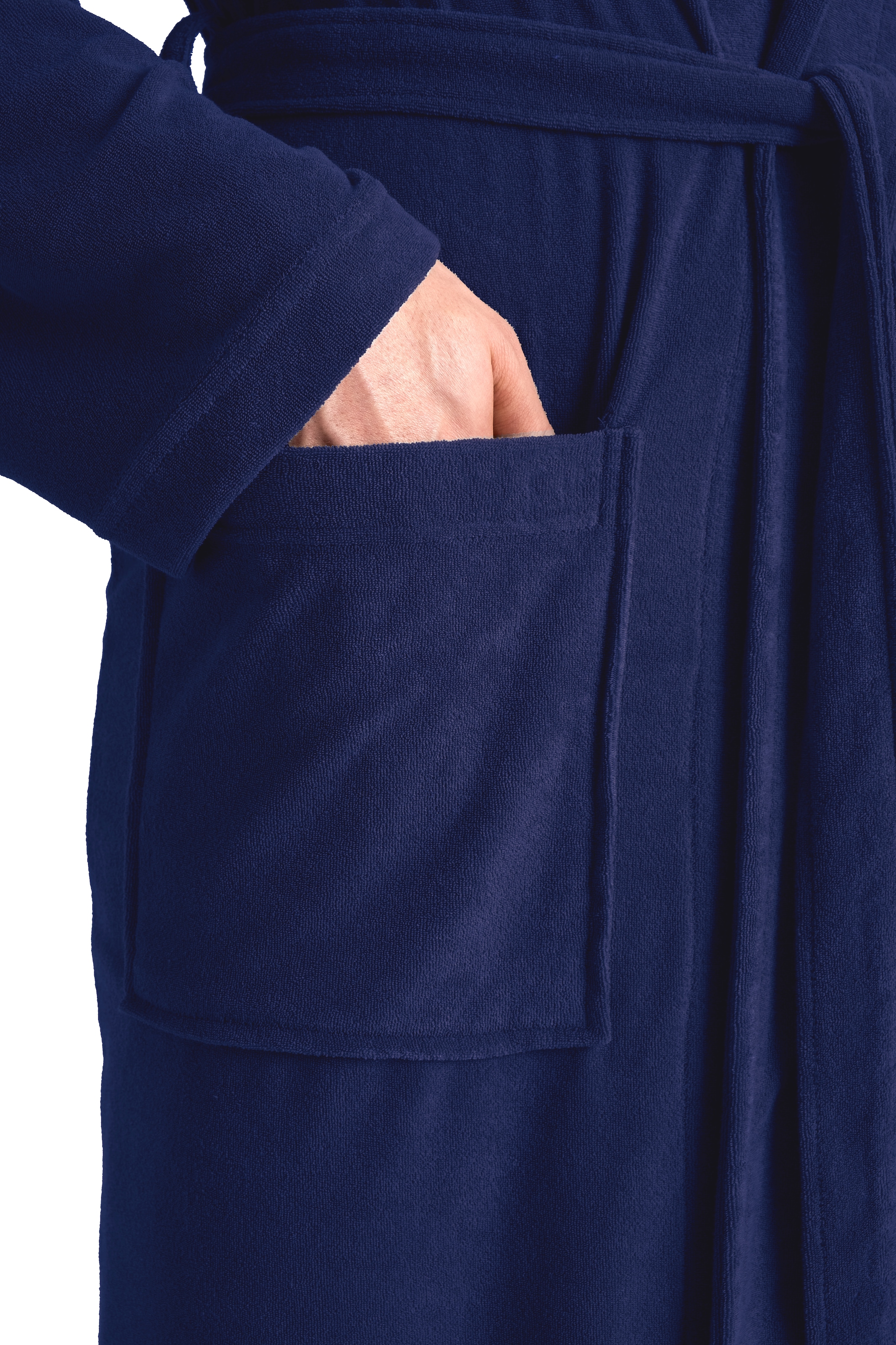 my home Peignoir de bain homme »Sina, ideal für Sauna & Spa, Hotelbademantel, Morgenmantel«, 1 cuis einfarbiger Bademantel, lang, hoher Baumwollanteil, S-4XL