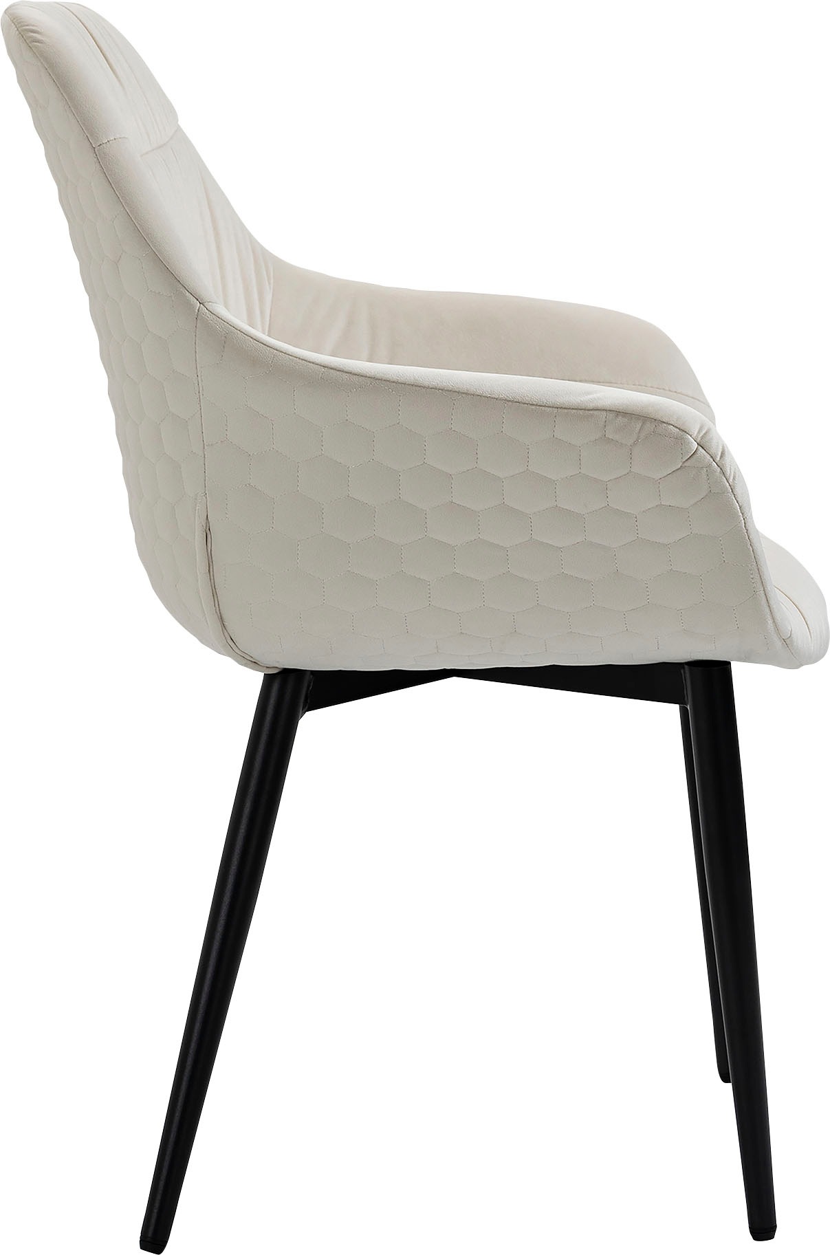 SalesFever Armlehnstuhl »Stilvoller Esszimmerstuhl für Komfort« () Esszimmerstuhl, Wabensteppung aussen, Quersteppung innen, Metallfüsse