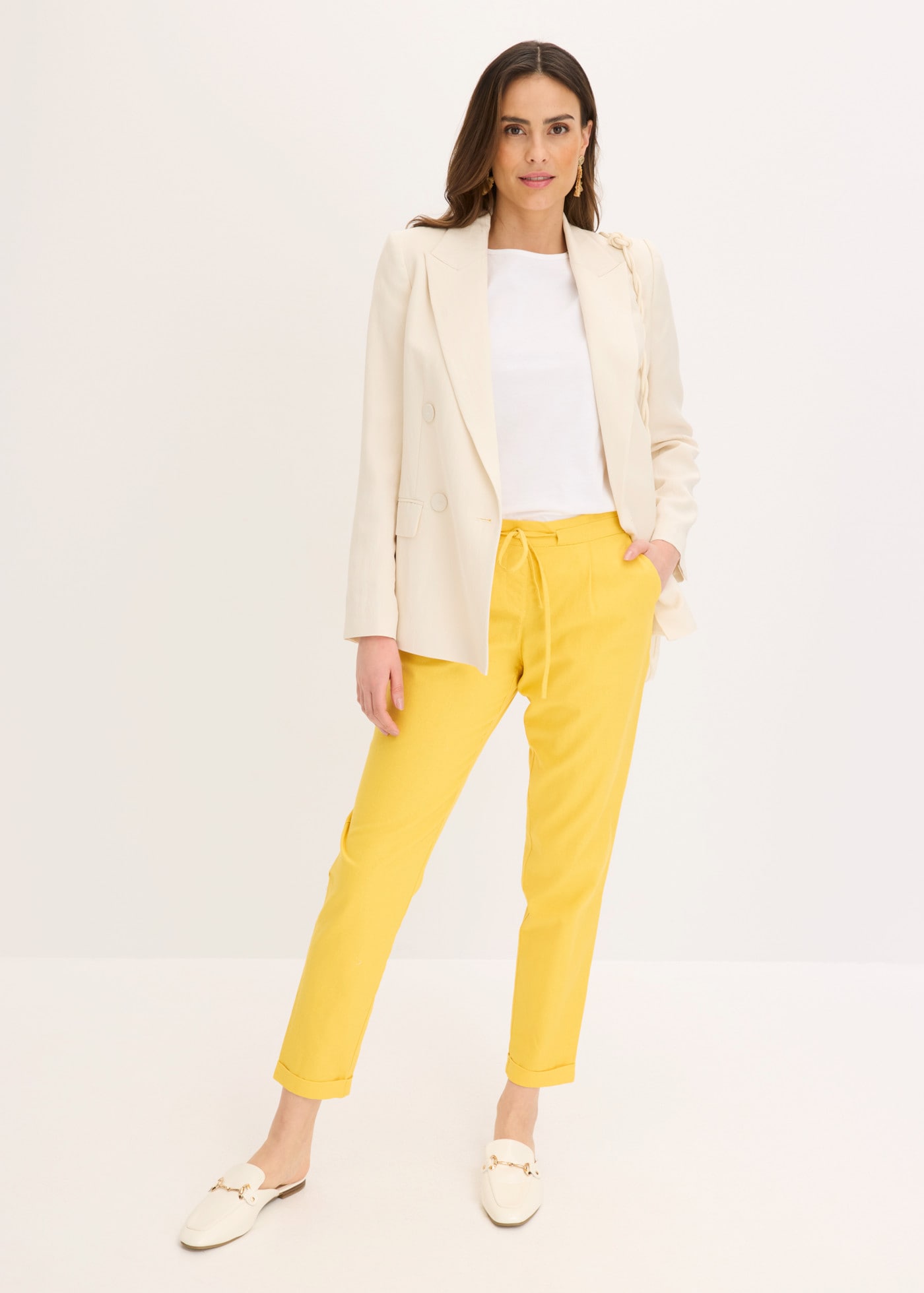 bonprix Leinenhose »Leinenhose«  aus Leinen und Baumwolle, Regular Fit, mit elastischem Gummibund