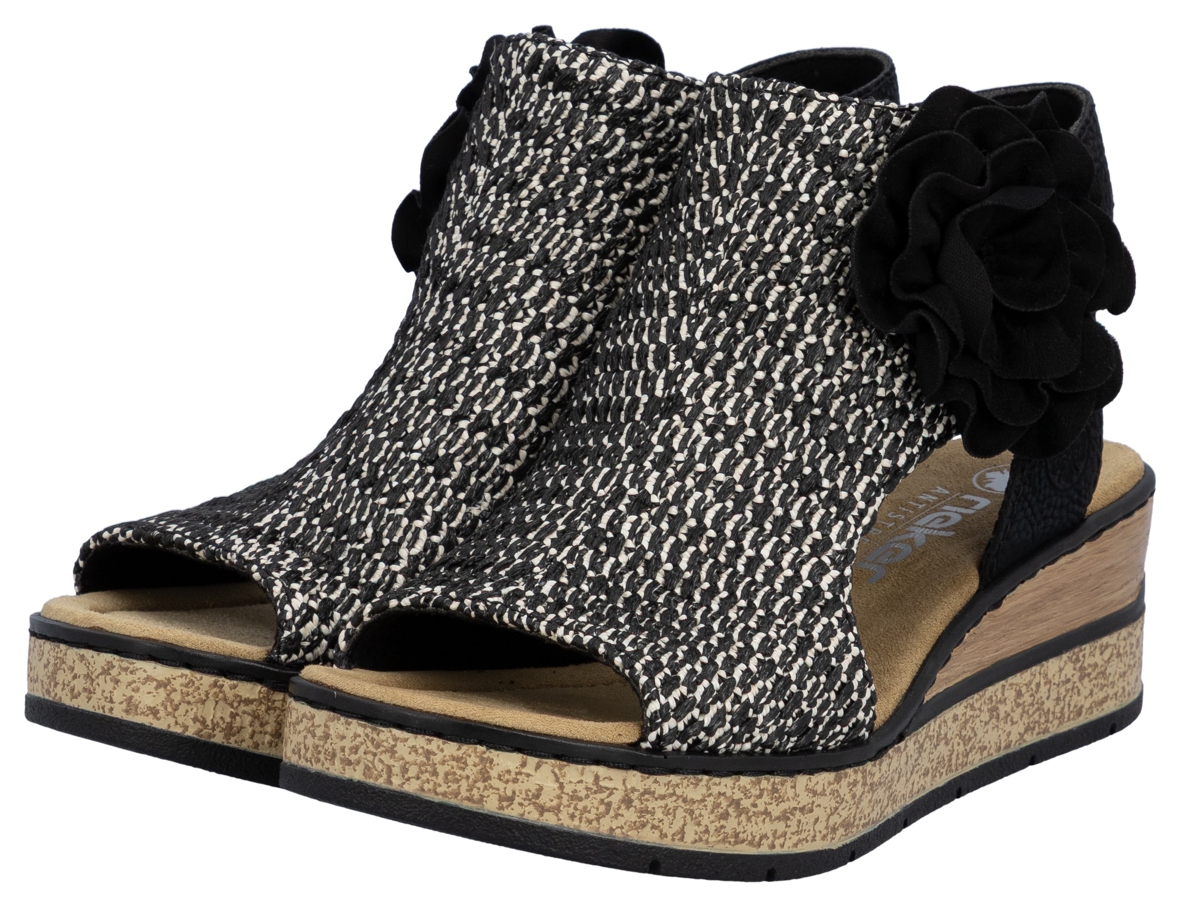 Rieker Schaftsandalette  Keilsandale, Sommerschuh, Plateausandalette mit Blüte