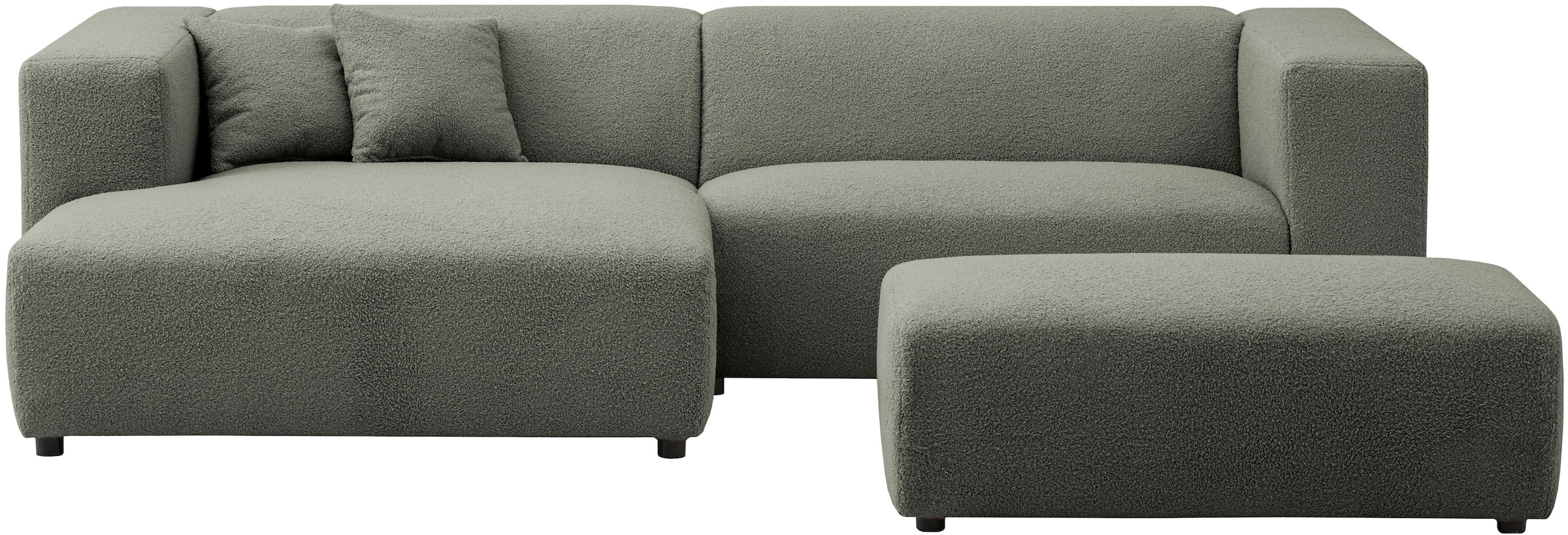 Home affaire Coin rembourré »BAKELS, Ecksofa-Set mit Hocker, L-Form mit Schlaffunktion« Ecksofa-Set (incl. Hocker) im trendigen Megacord