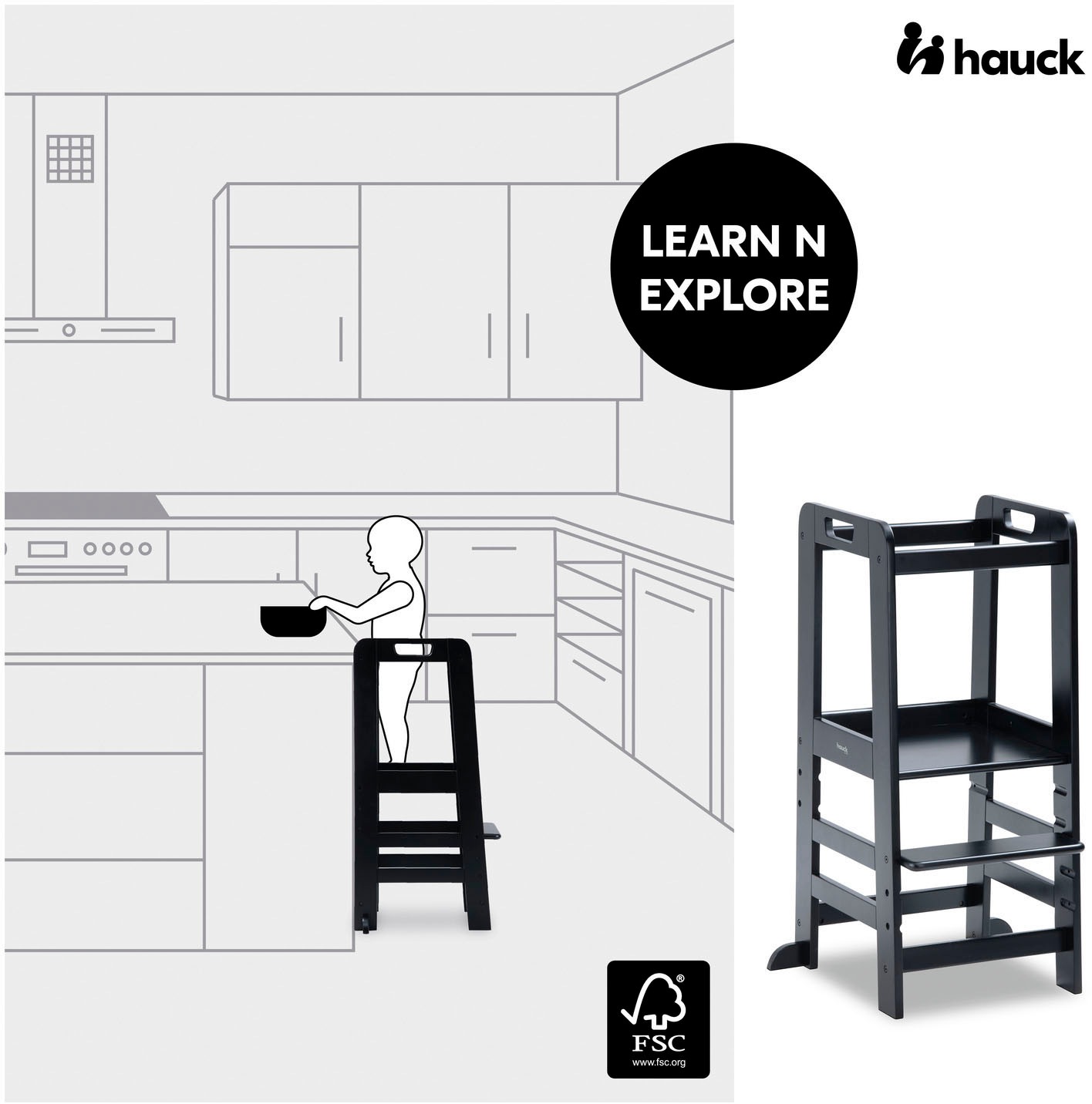 Hauck Assis-debout »Lernturm Learn N Explore, Black« ()