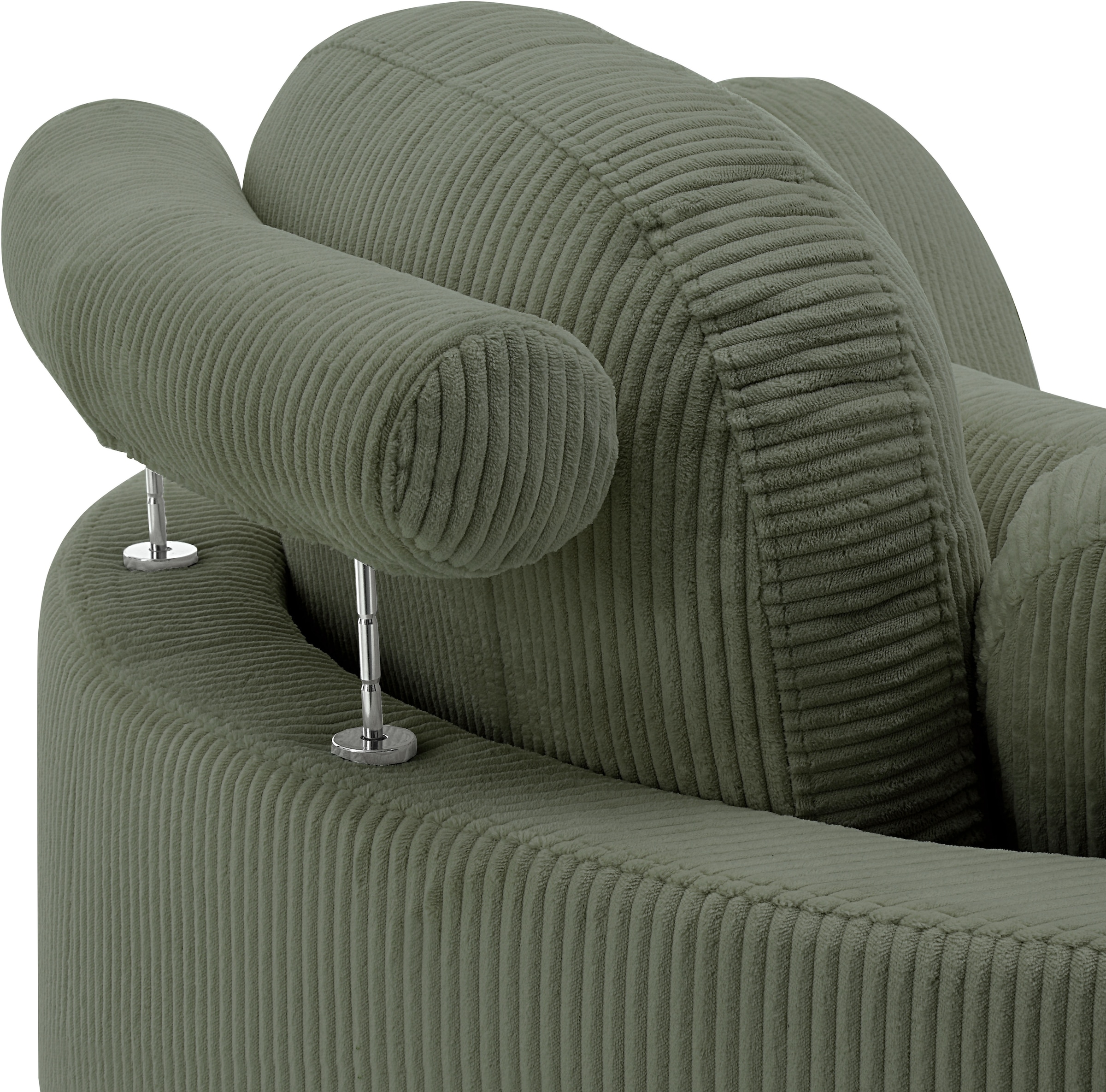 GOODproduct Loveseat »Riko Sessel, B: 110 cm, Sitzhöhe: 44 cm« XXL- Sessel, mit Stauraumhocker, Rückenstütze & 4 Zierkissen