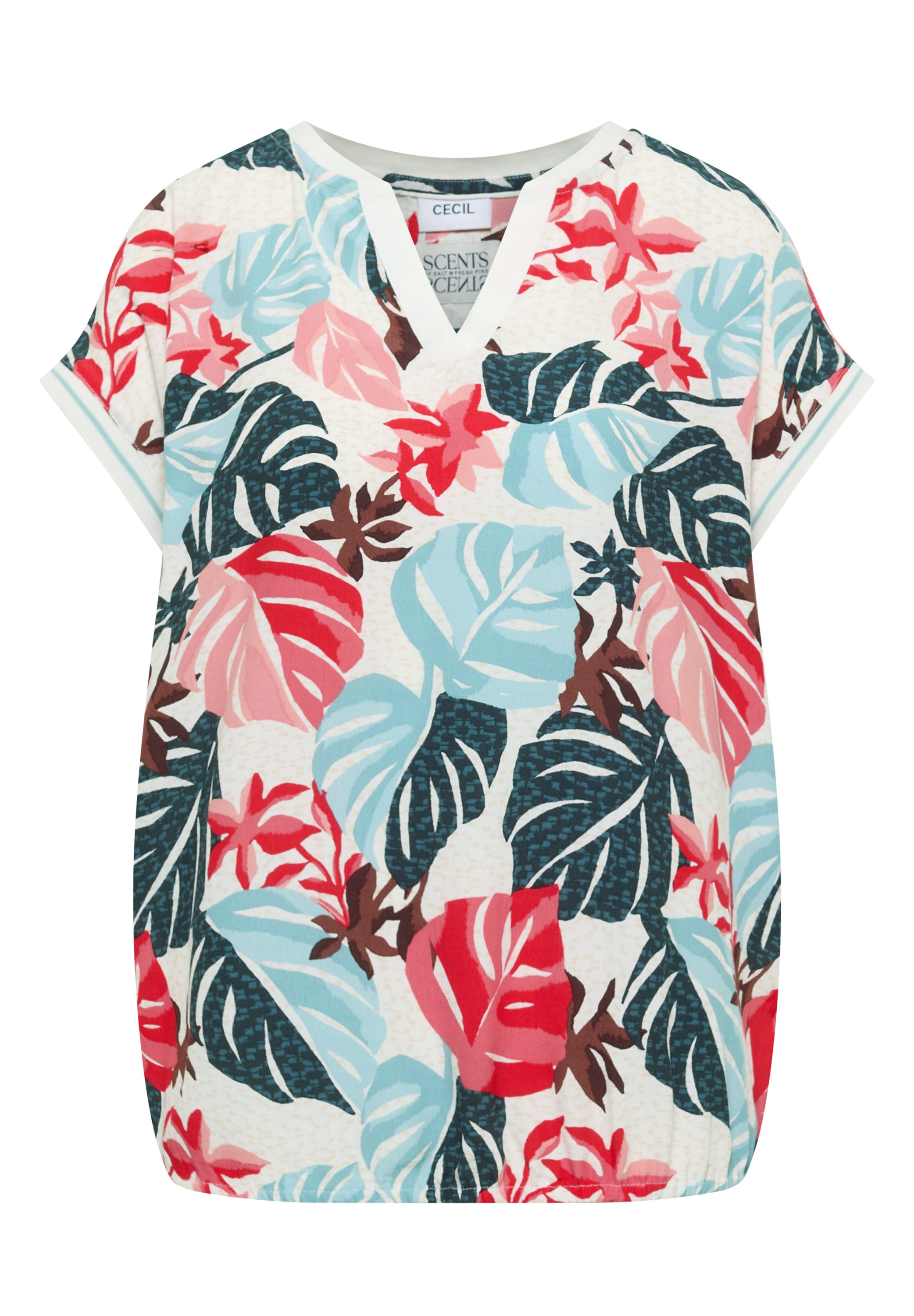 Cecil Shirtbluse Sommershirt mit Split Neck und Printmix