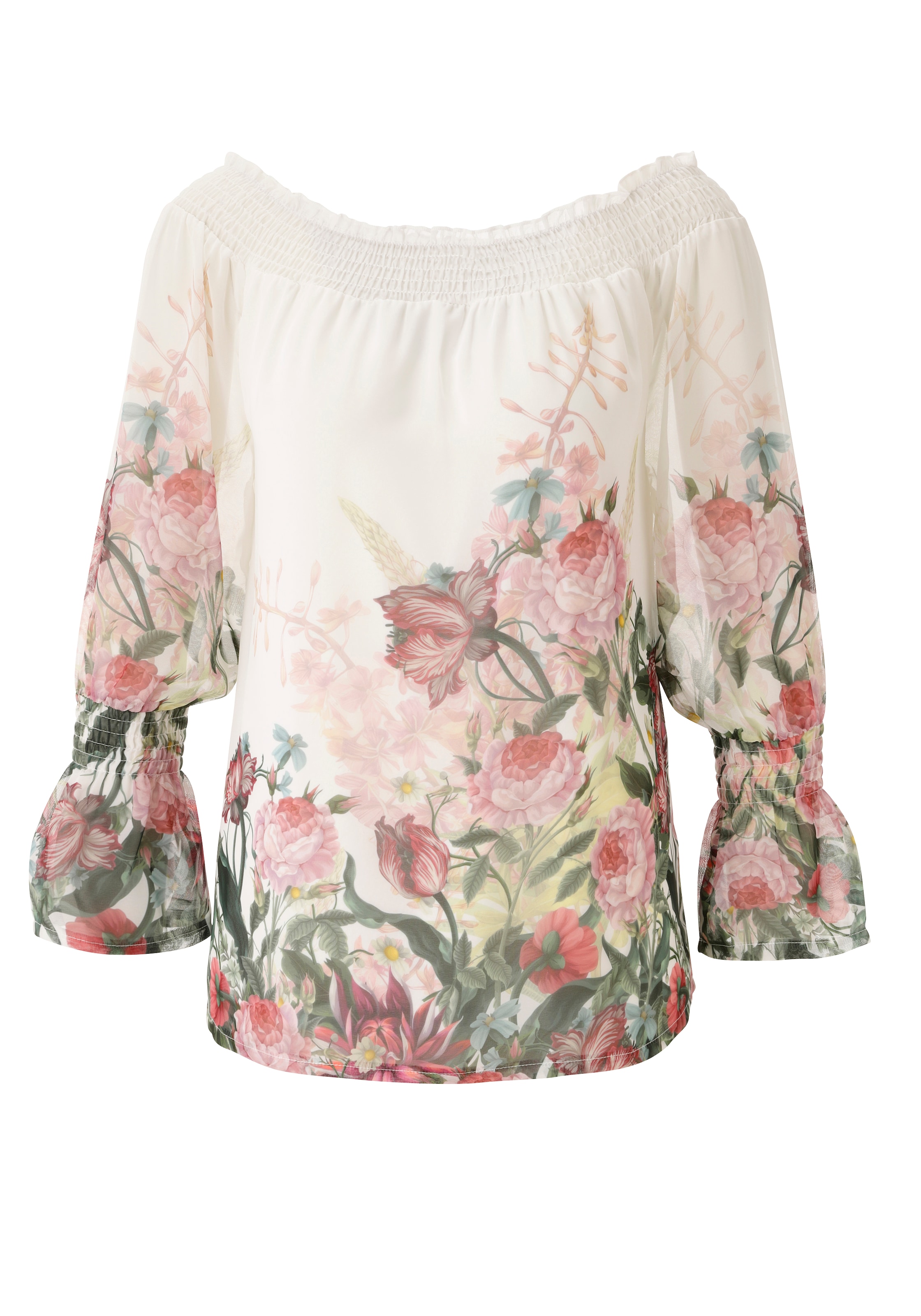 Aniston CASUAL Blouse à enfiler mit bunten Blumen kunstvoll bedruckt - NEUE KOLLEKTION