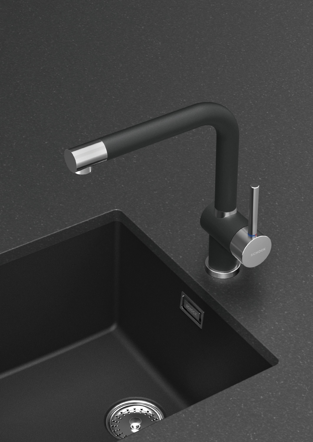 Schock Robinetterie de cuisine »Piega« Hochdruck, Festauslauf, Temperaturbegrenzer, Schwenkbereich 360°