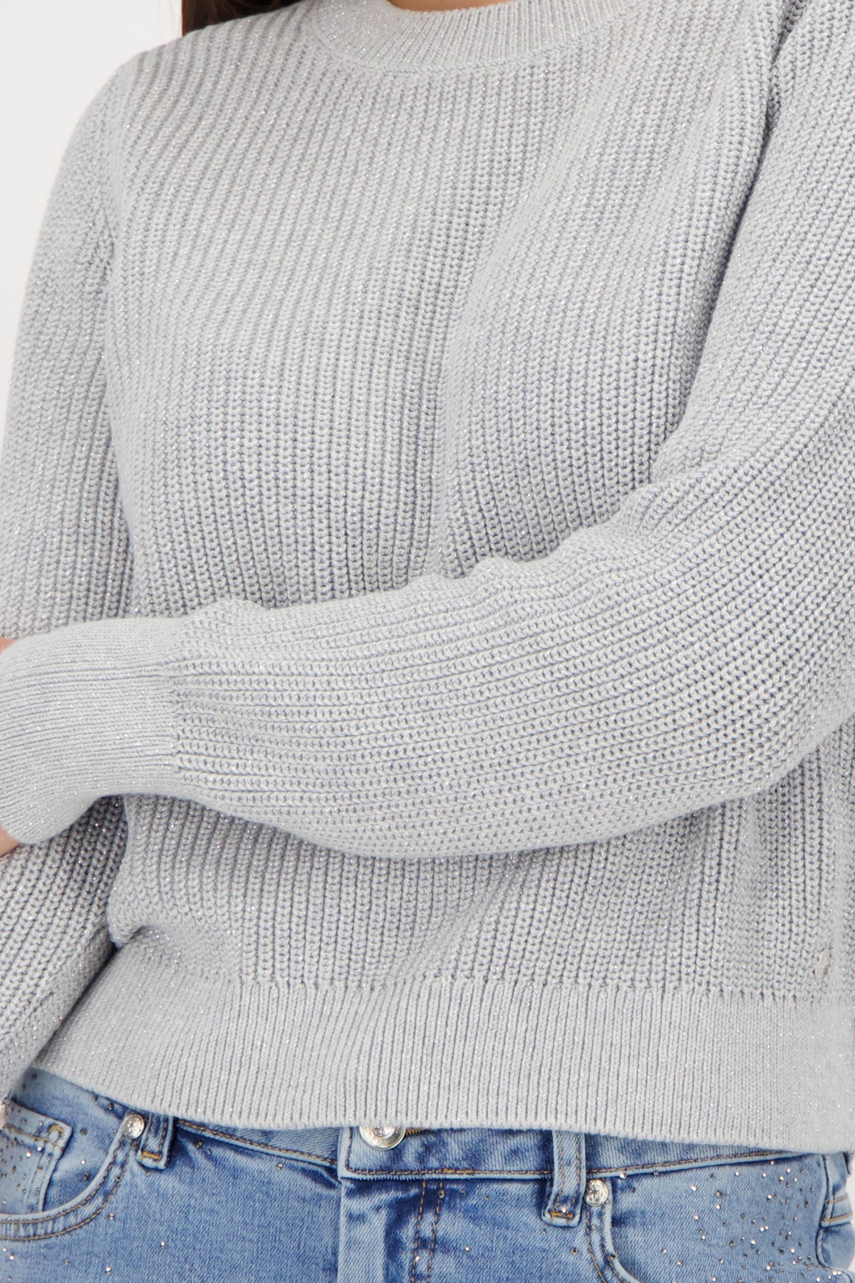 Monari Pull en tricot »Pullover Basic Lurex« Mit Rundhalsausschnitt