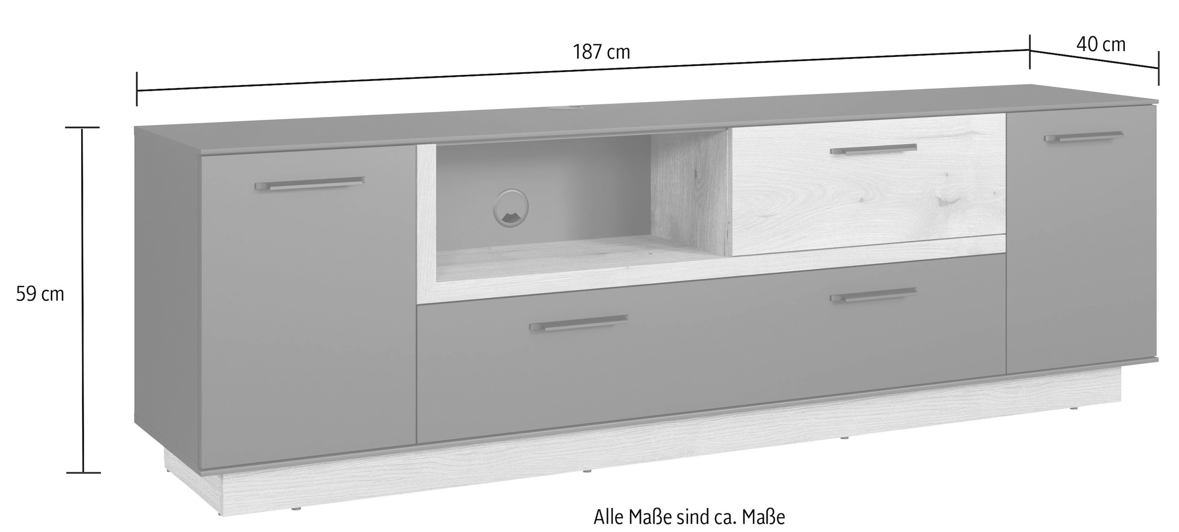 INOSIGN TV-Bank »Premont« 1 Stk. tlg. Eleganter, zweifarbiger TV-Schrank - Lowboard mit Soft-Close