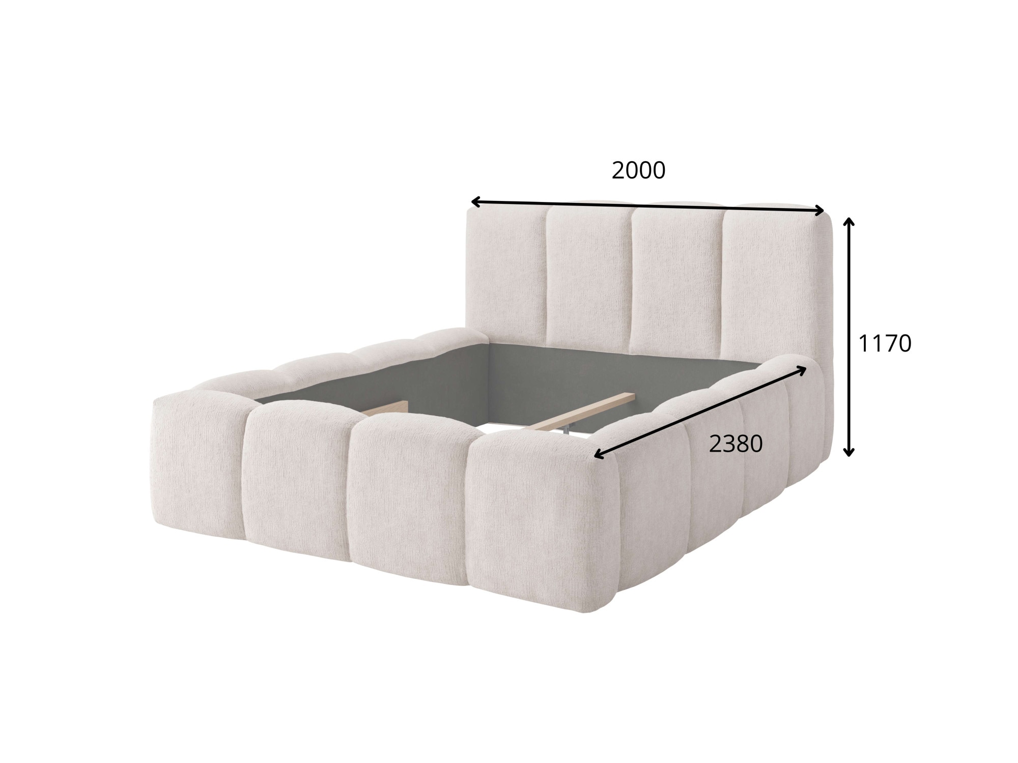 Home affaire Lit rembourré »LHUBERT wahlweise mit/ohne Bettkasten, Breite Liegefläche 160/180 cm« Stauraumbett, Doppelbet mit Kopfteil, ohne Matratze