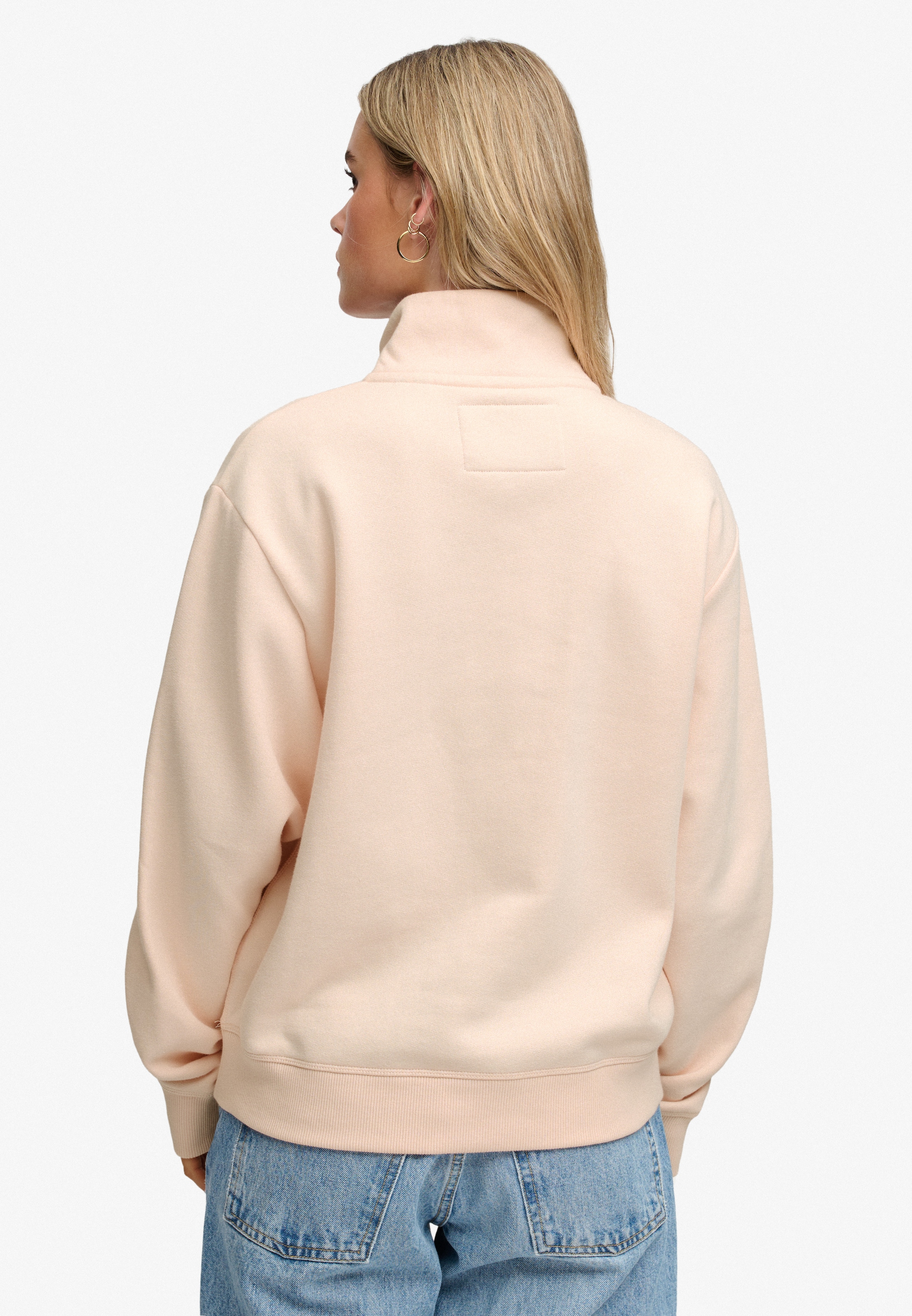 Superdry Sweat-shirt »SIGNATURE EMB HALF ZIP«, avec col montant, en coton et polyester, coupe ample, uni
