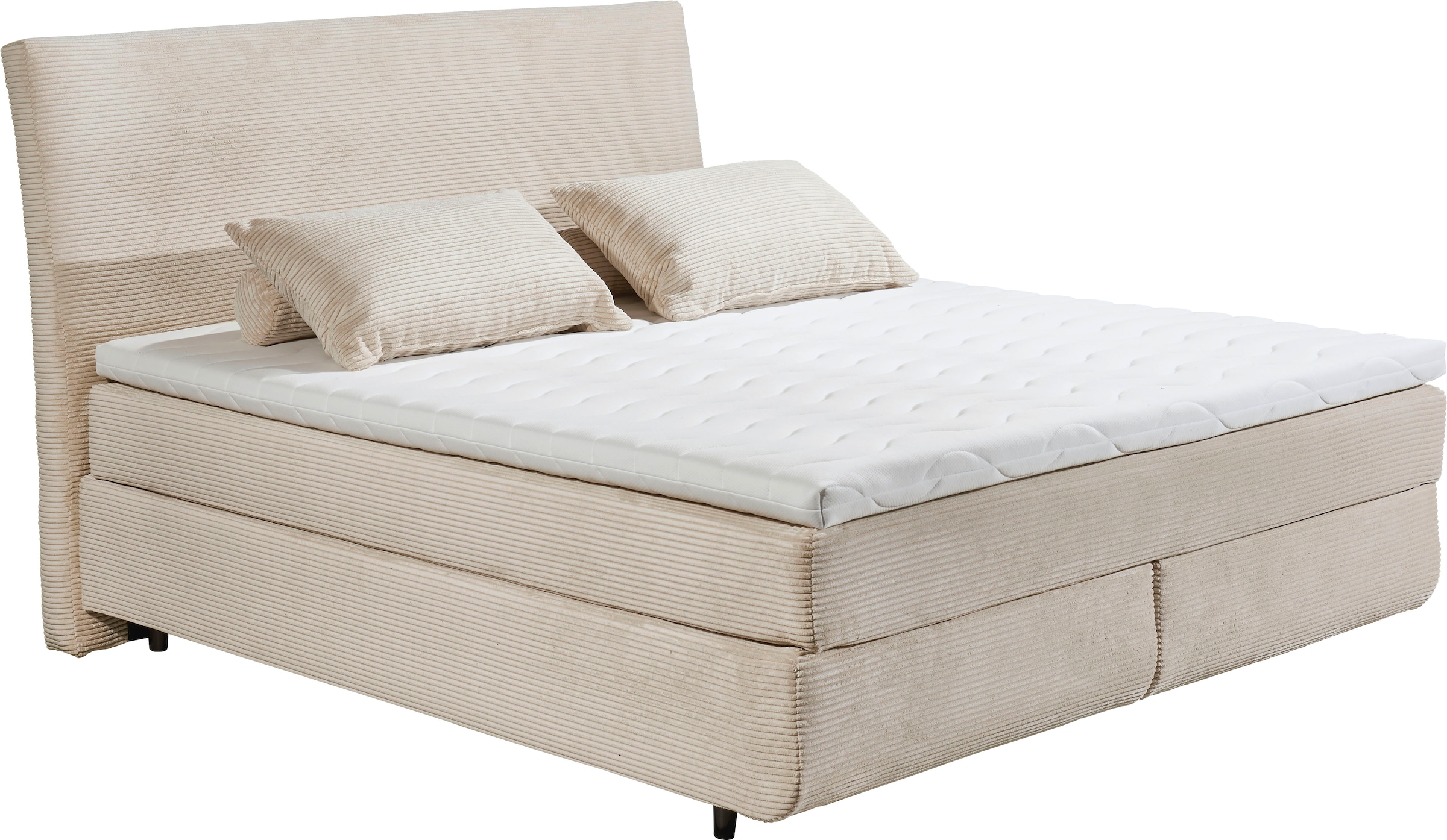 ED EXCITING DESIGN Boxspringbett »Marbella« Duo-Matratze- harte Kokosmatte, weiche Filzabdeckung, Matratzenhülle