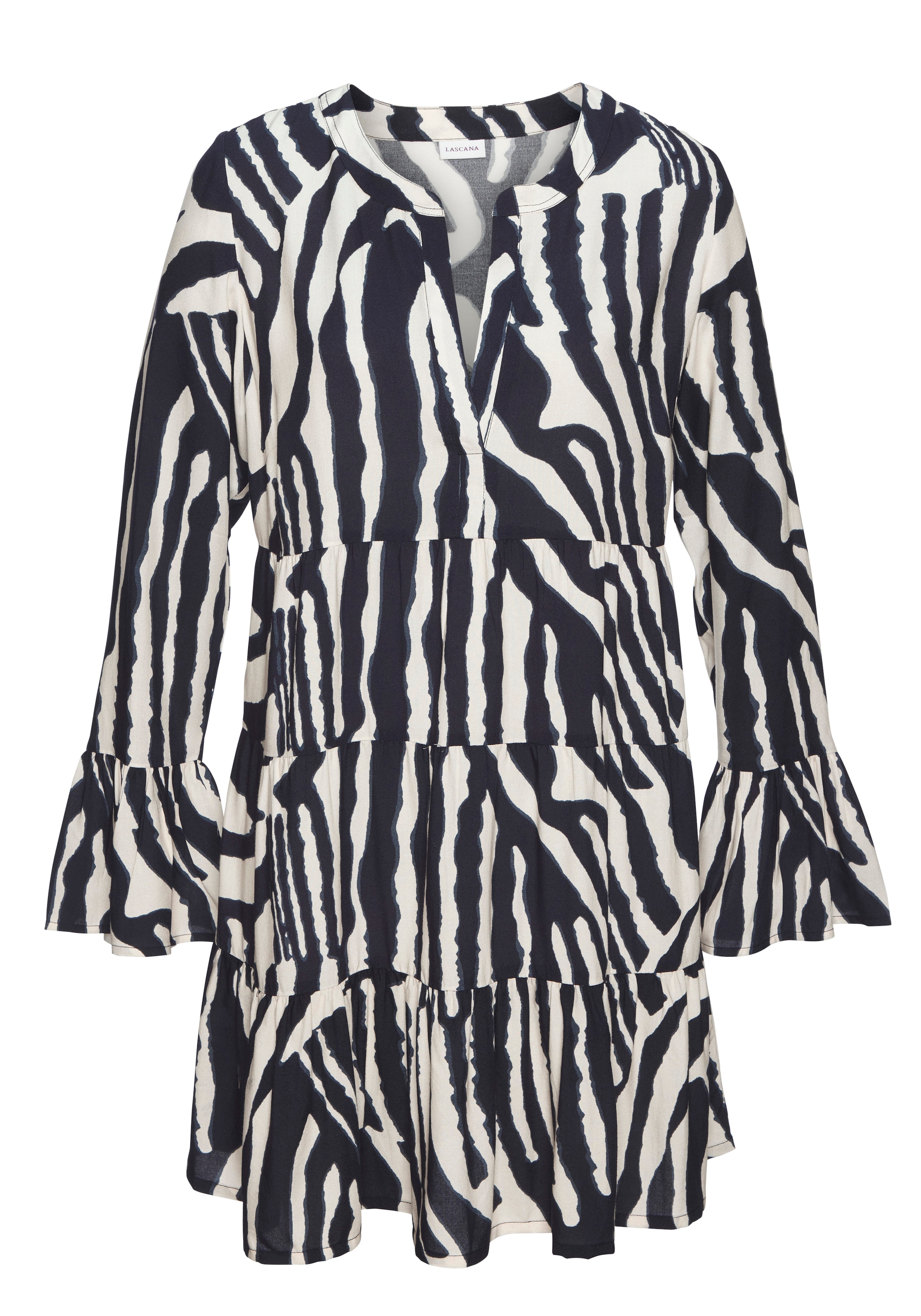 LASCANA Robe de plage avec imprimé intégral, tunique, robe chemise en viscose