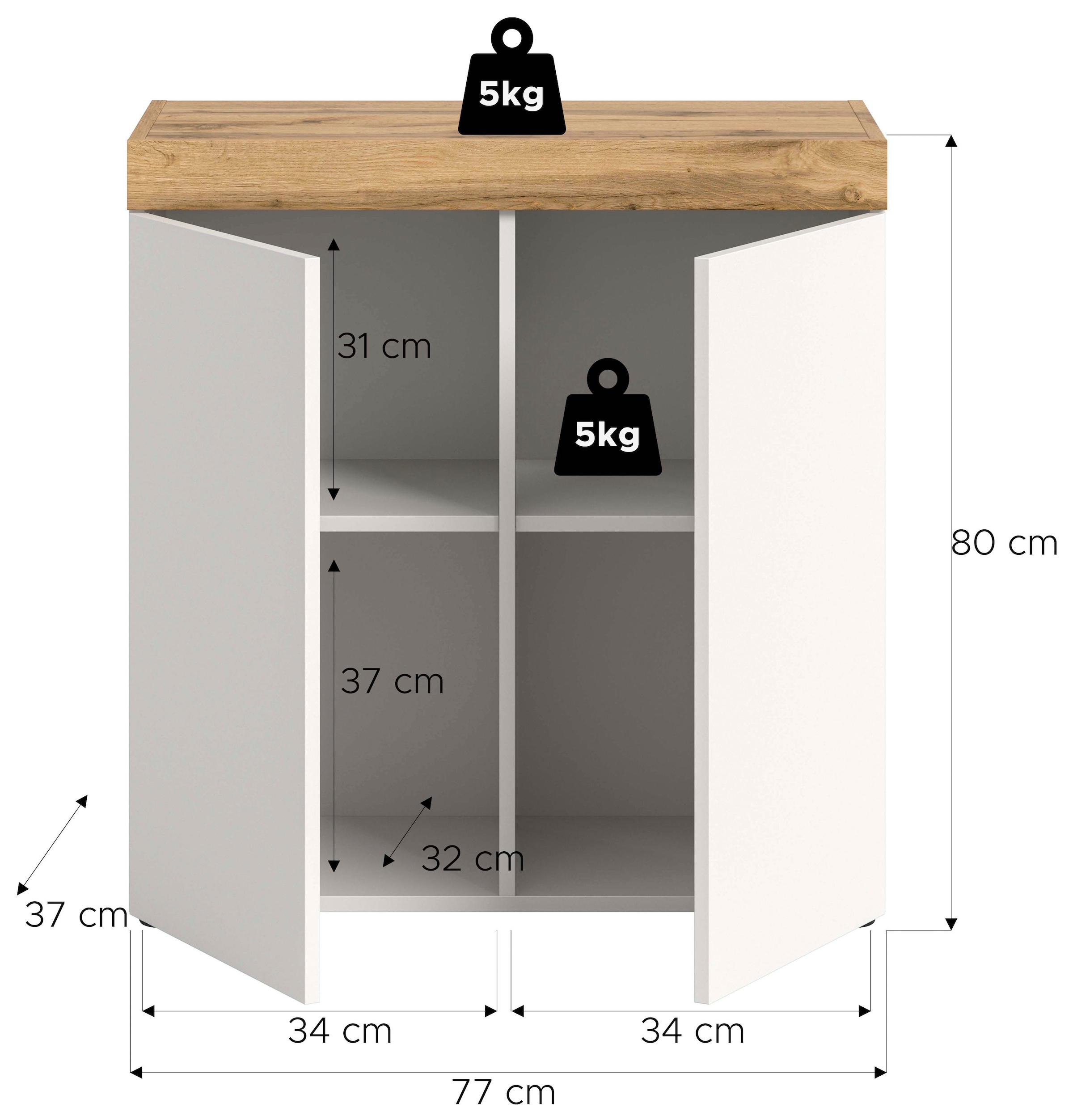 GOODproduct Kommode »MAMBO, Breite 77cm, 2 Türen, 4 Fächer, push-2-open« 2 farbige Ausführung, in verschiedenen Farben erhältlich, 1 Stk. tlg. Kommode, Anrichte, Wohnzimmer, Schlafzimmer