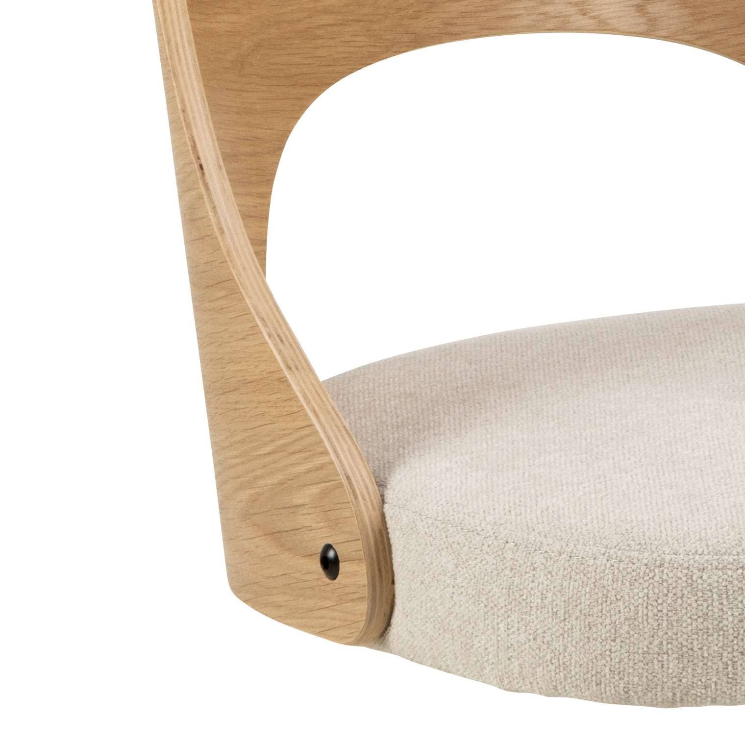 ACTONA GROUP Chaise de salle à manger »Lucy« () Tissu beige, dossier en placage chêne, piètement étoile 4 branches noir, pivotant