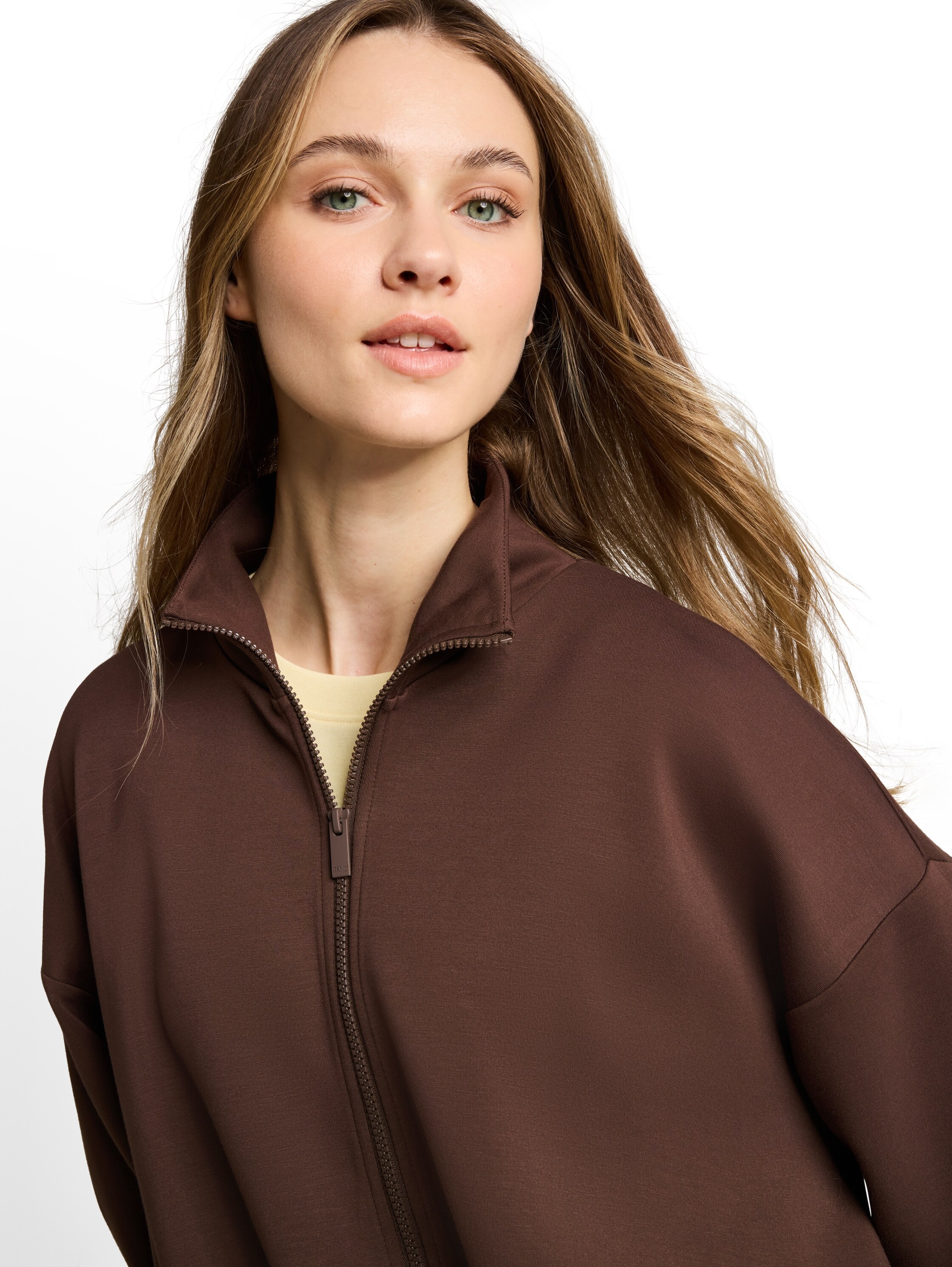 TOM TAILOR Denim Veste sweat mit Reissvershcluss und Stehkragen / Viskose-Stretch