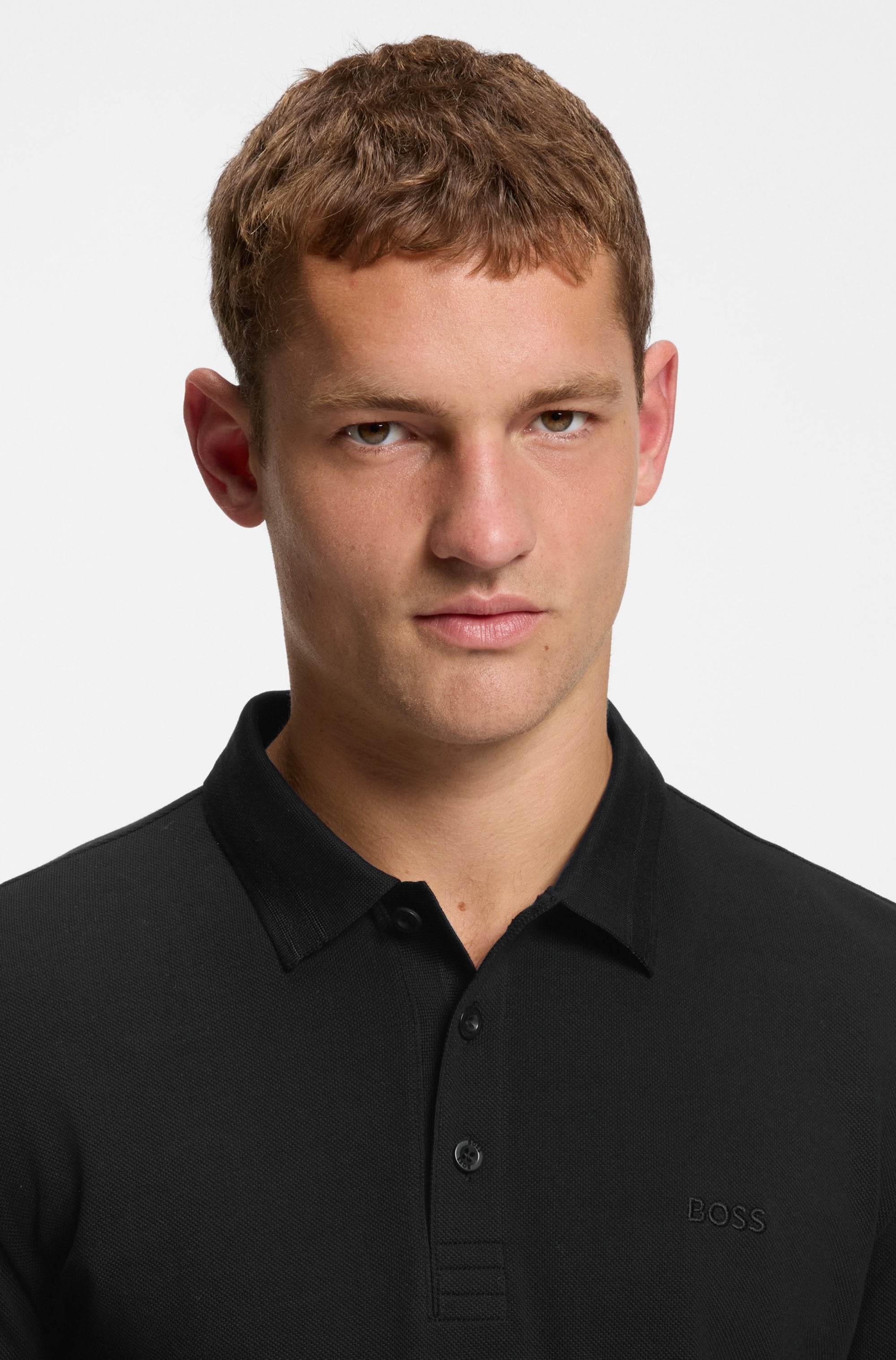 BOSS GREEN Polo à manches longues »Plisy« mit Streifen am Kragen