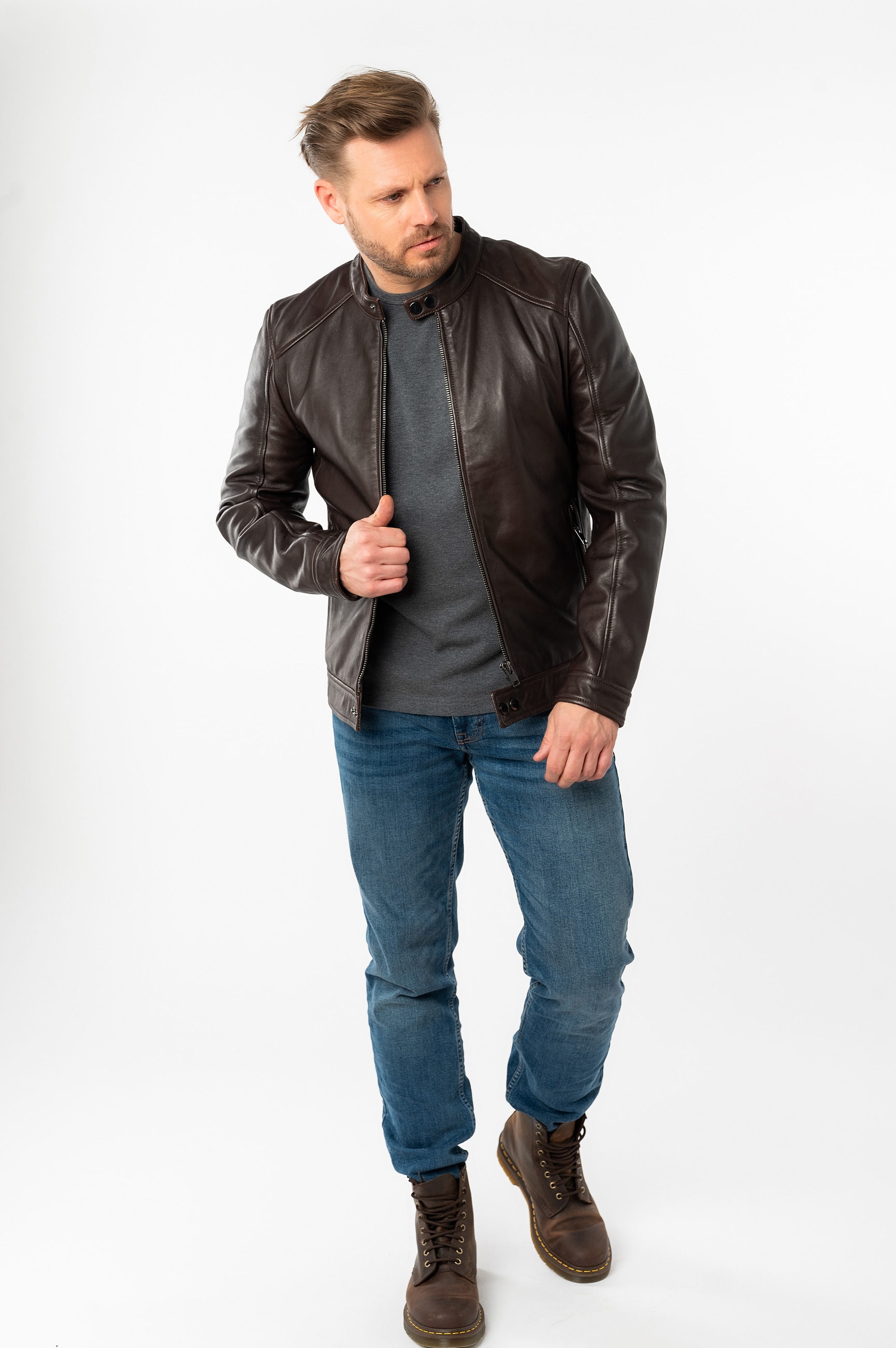 Mauritius Lederjacke »MMTibor SF« kurzer Kragen mit Druckknöpfen