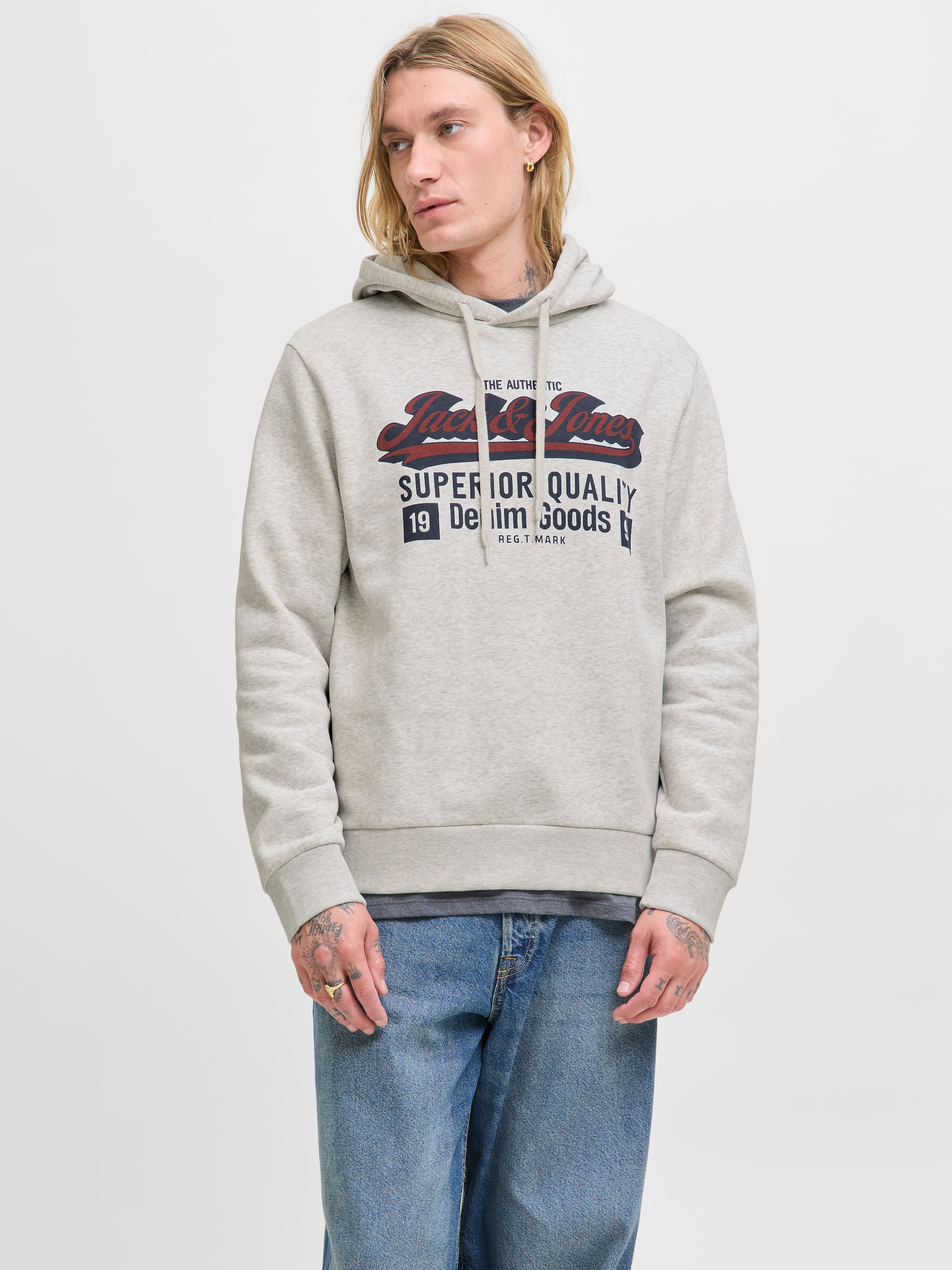 Jack & Jones Sweat à capuche »JJELOGO SWEAT HOOD 2 COL 25/26 NOOS«, mit stylischem Print
