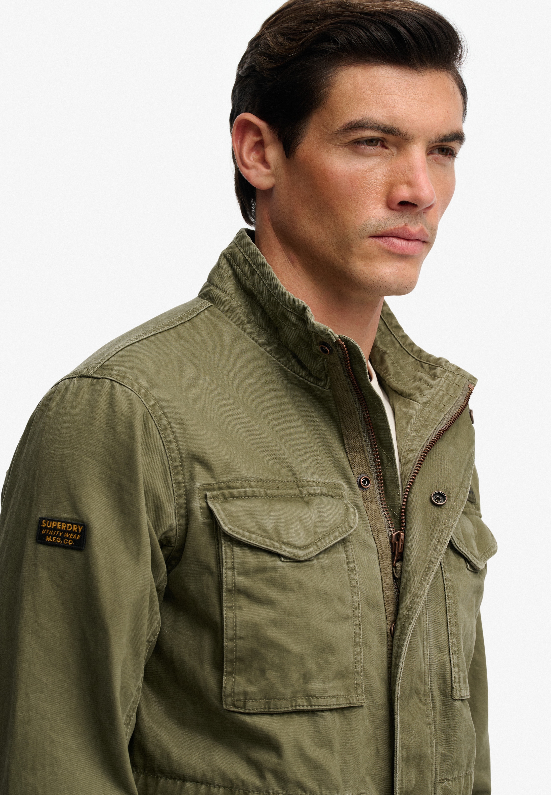 Superdry Parka »MILITARY M65 JKT« mit Markenlabel, aus Baumwolle, Regular Fit, hochschliessender Kragen