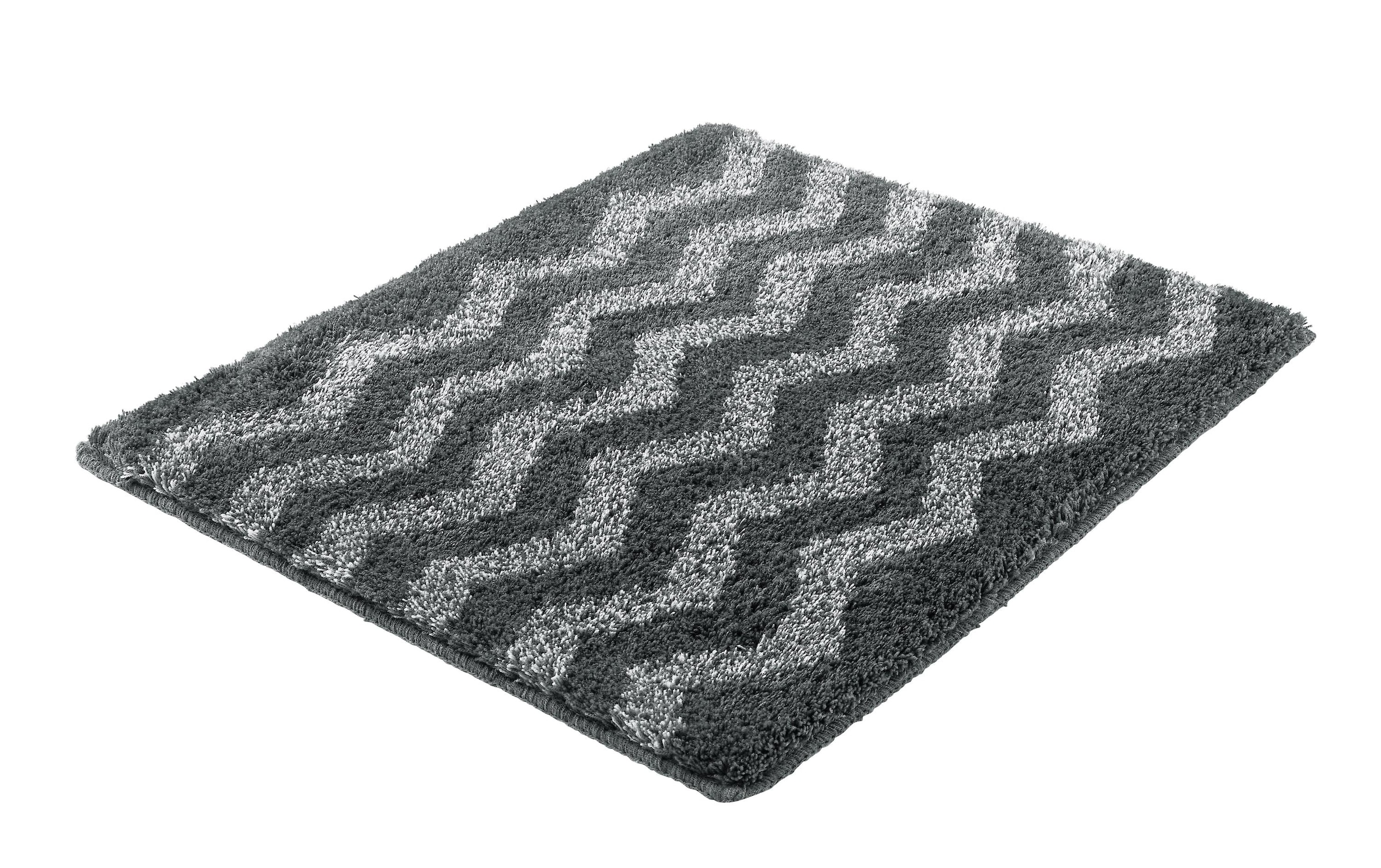 Kleine Wolke Tapis de bain »»Zack«, Badvorleger, Badezimmer Teppich« Höhe 20 mm revêtement antidérapant compatible chauffage au sol Tapis de bain, design zigzag moderne, ton sur ton