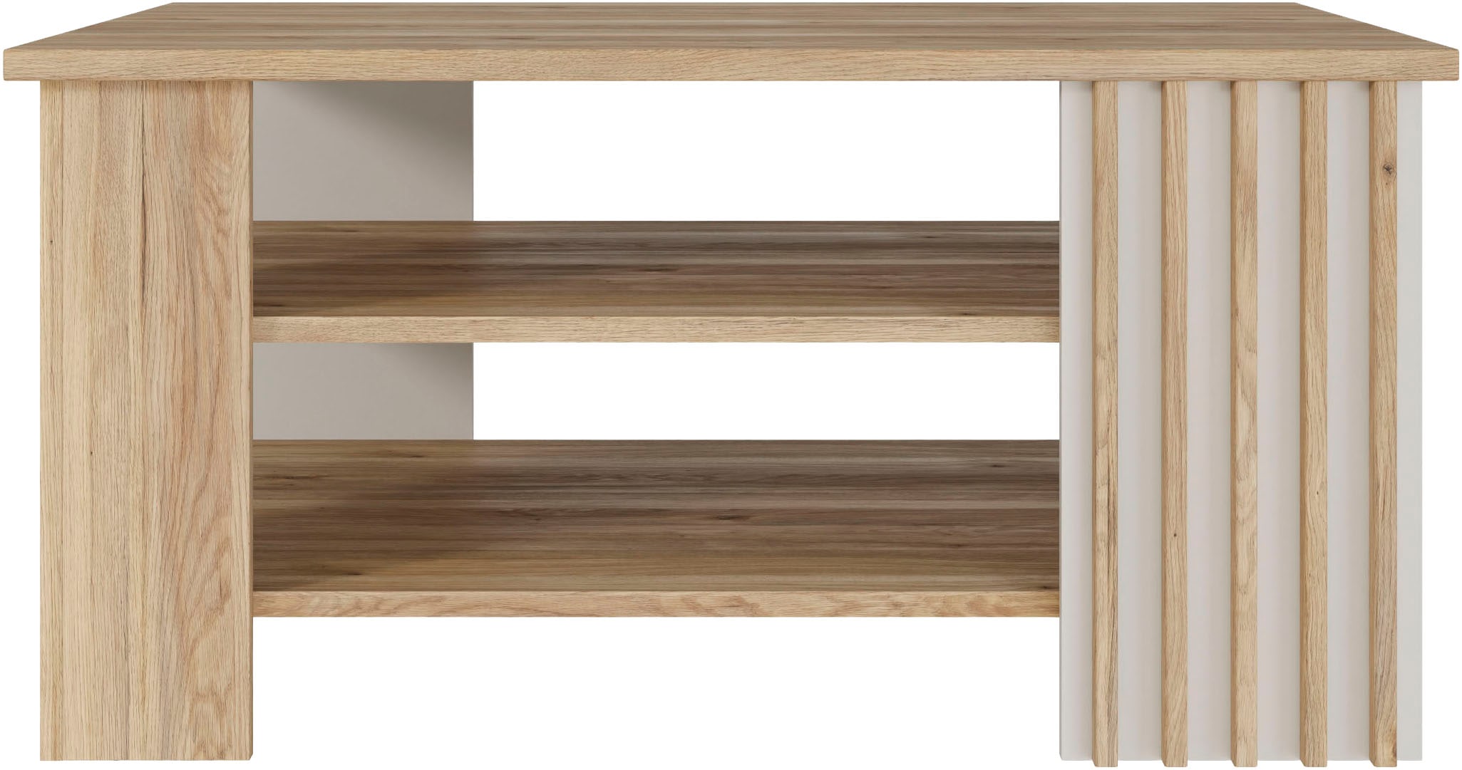 FORTE Table basse »Forte Arank Coffee Table 100x50, 2 Ablageböden« L/H/P 100/50/60 cm, aspect lamelles