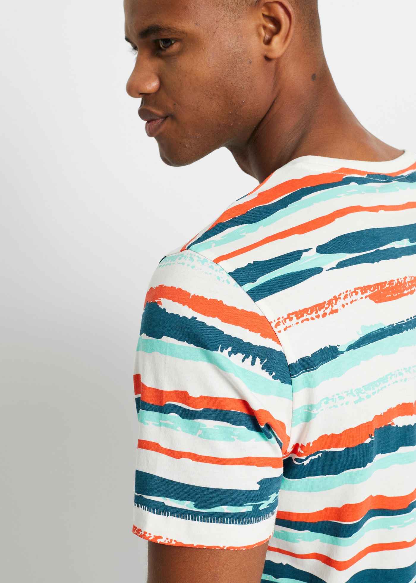 bonprix T-shirt Regular Fit, Kurzarm, bunt gestreift, aus Baumwolle