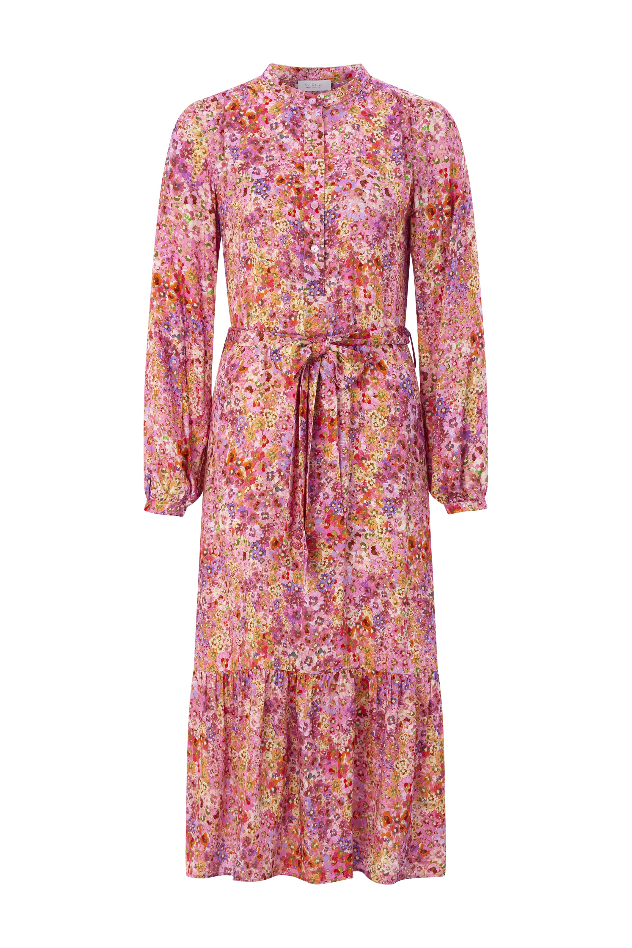 RICHROYAL Robe imprimée Blusenkleid mit breitem Bindegürtel, aus Viskose