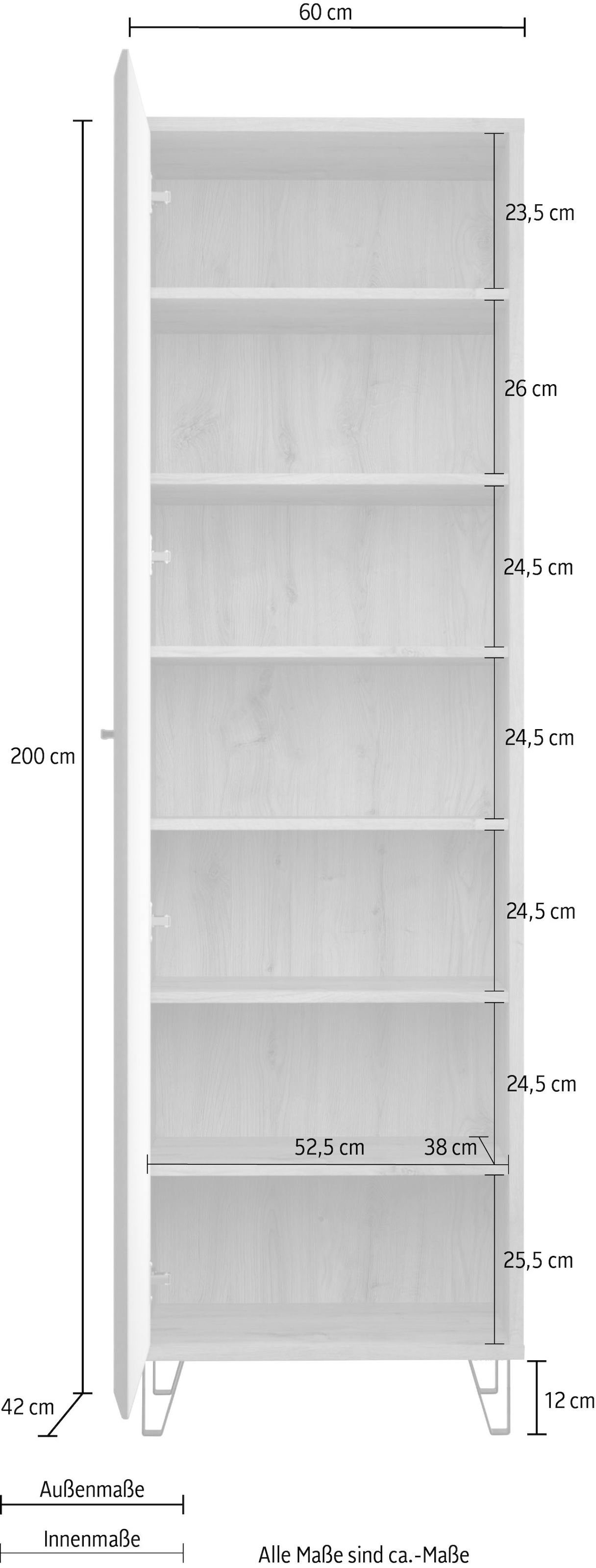 Home affaire Garderobenschrank »Belva« 1 Stk. tlg. Flurschrank mit 5 verstellbaren Böden und ausziehbarer Kleiderstange