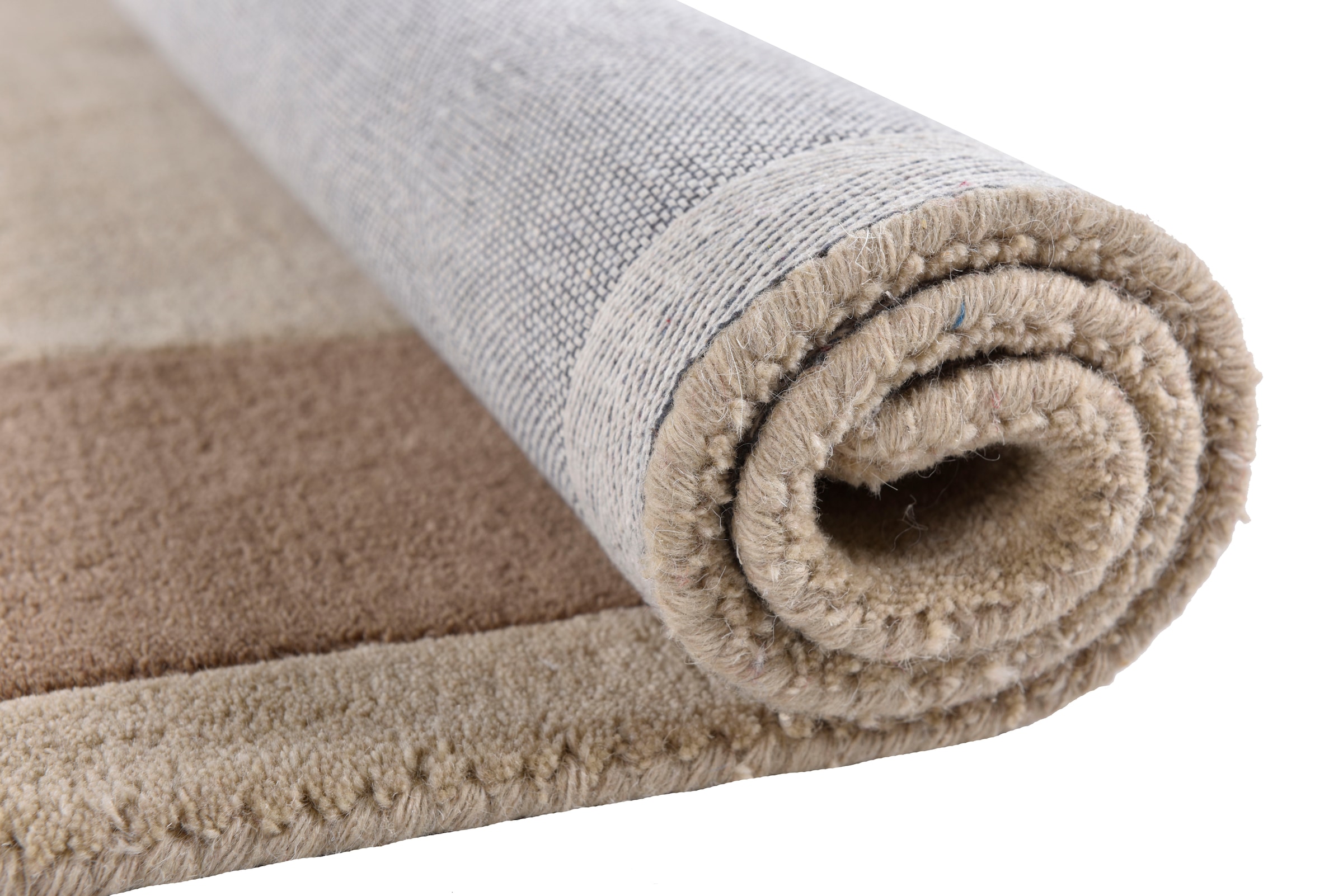 THEKO Tapis en laine »Royal Nepali 3085« Rectangulaire 15 mm Höhe reine Wolle, handgetuftet, Uni-Farben, mit Bordüre, modernes Design