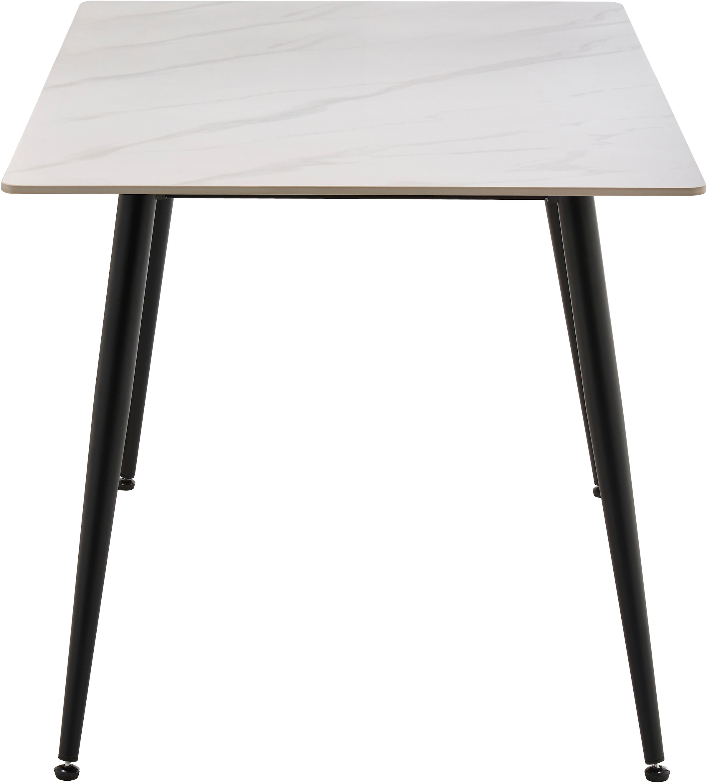 GOODproduct Ensemble de salle à manger »Juniper« Ensemble, 5 tlg. Table 140x80 cm en imitation céramique sinterisée avec 4 chaises, pivotante à 360°