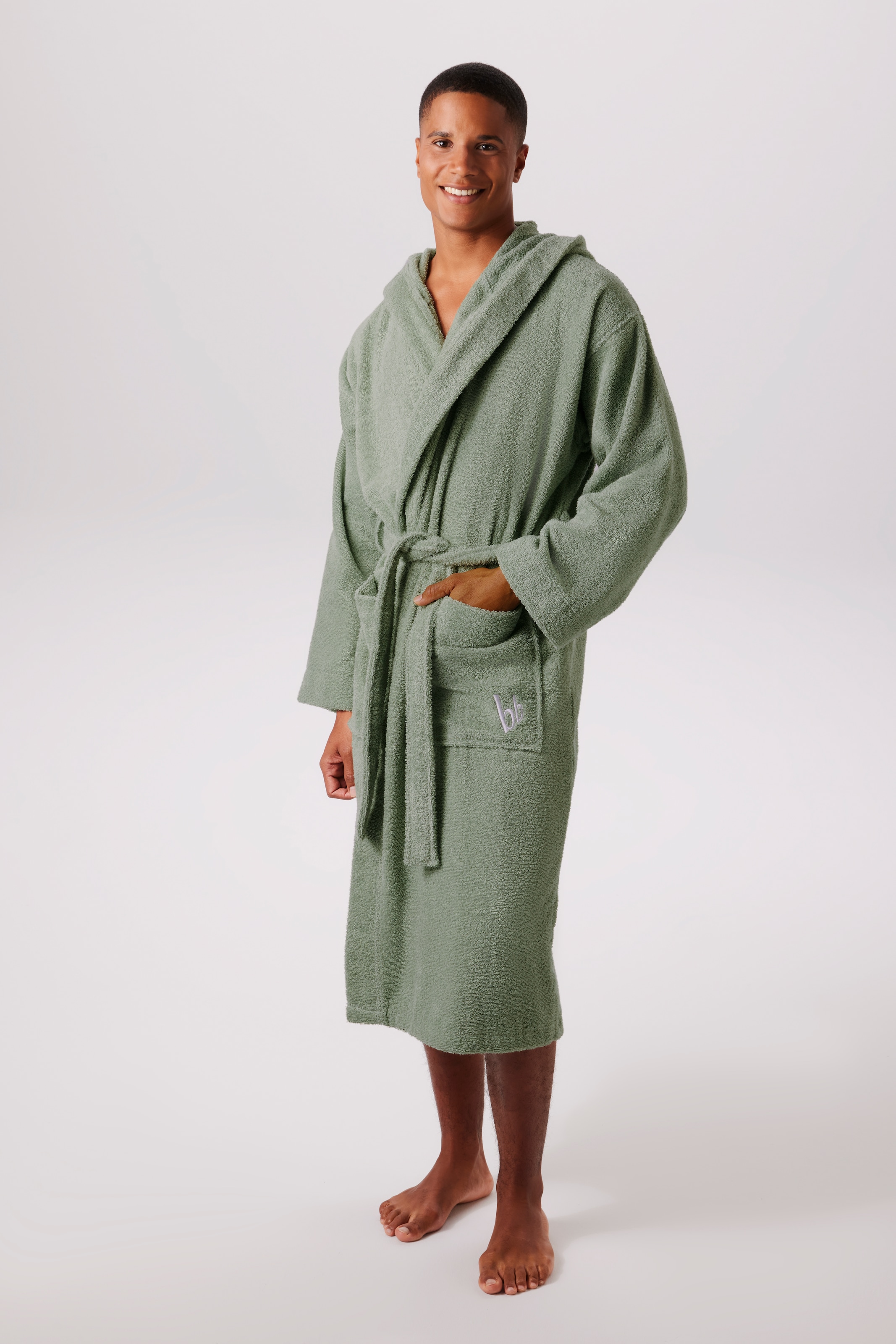 Bruno Banani Unisex-Bademantel »Robby, ideal für Sauna & Spa, Standardlänge & Überlänge« 1 Stk. Damen & Herren Bademäntel, Baumwolle, mit Taschen, Sauna, XS-3XL