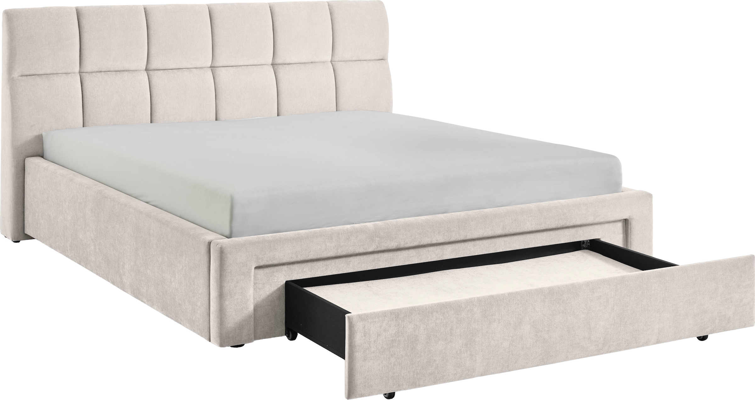 meise.möbel Polsterbett »Canyon, Breite 180cm, erhältlich in grau oder beige« inkl. Schubkasten im Fussteil - ideal als Hundebett nutzbar