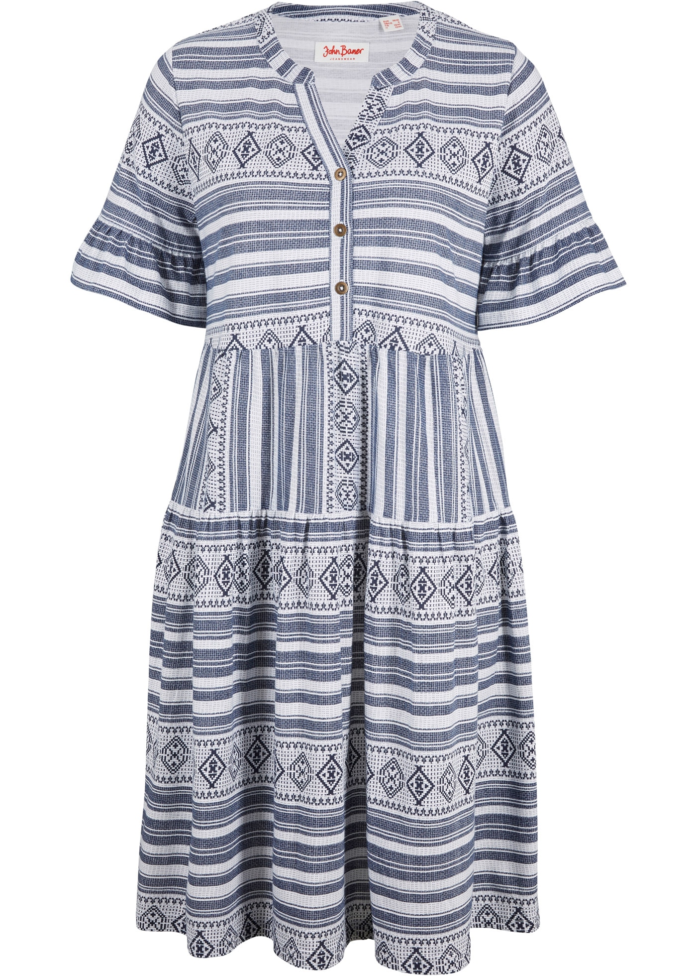 bonprix Shirtkleid mit All-Over Print, aus Viskosemischung, lässig geschnitten