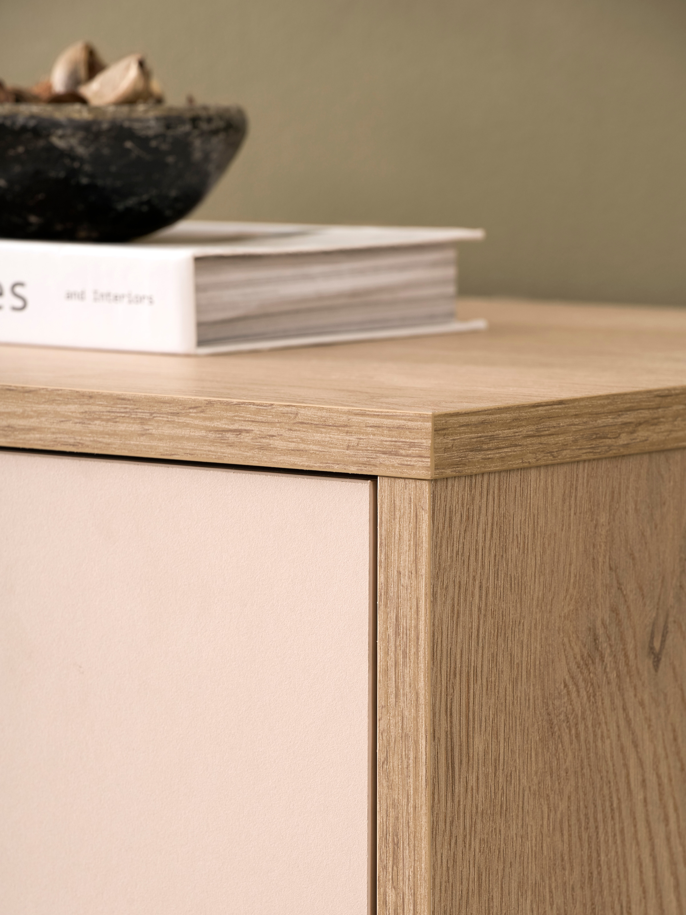 Home affaire Highboard »Fredericia, Hochkommode, modernder Stauraum in Kaschmir« zeitlos, schwarze Metallgriffe und -füsse, ausreichend Stauraum